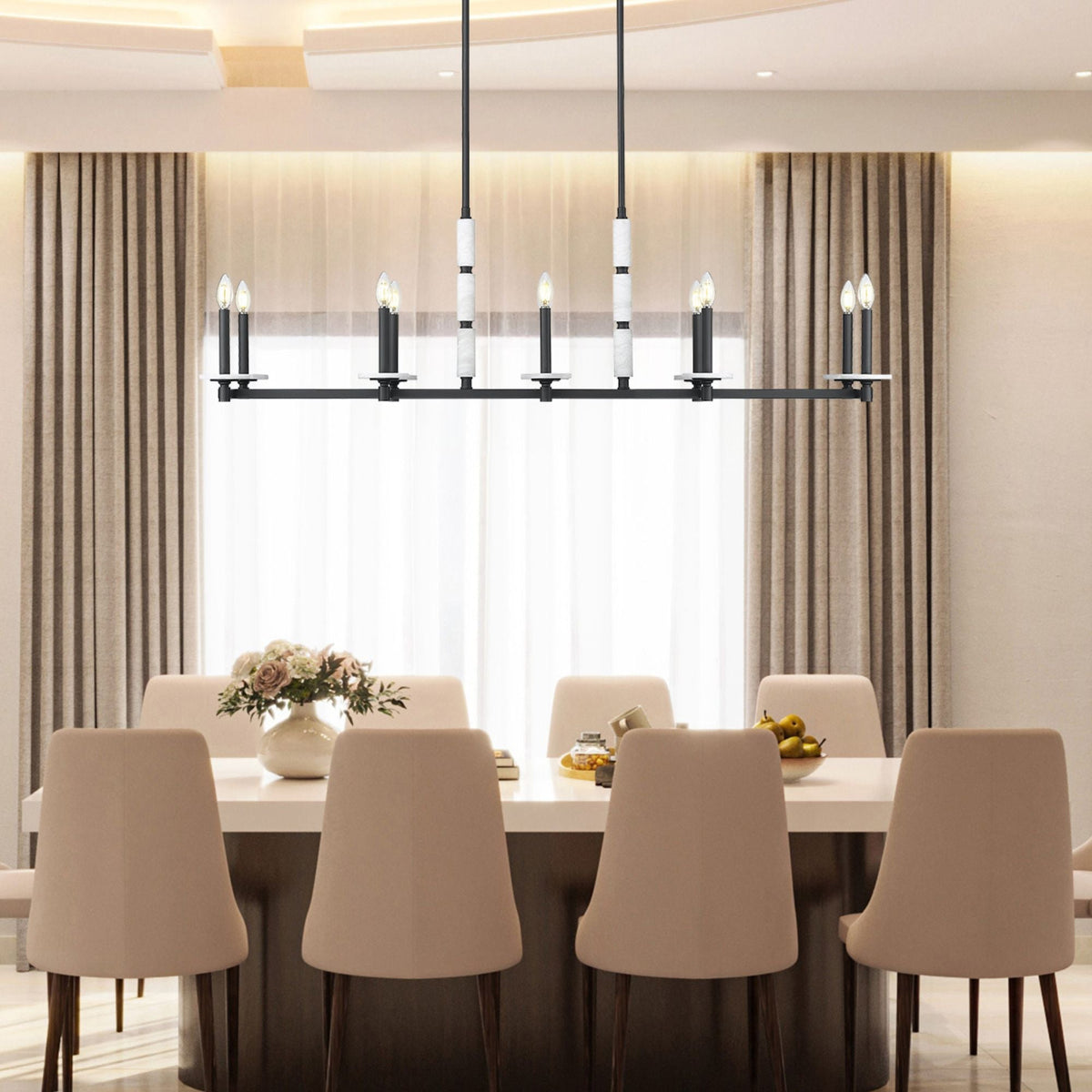Kaden 10 Light Linear Chandelier Matte Black