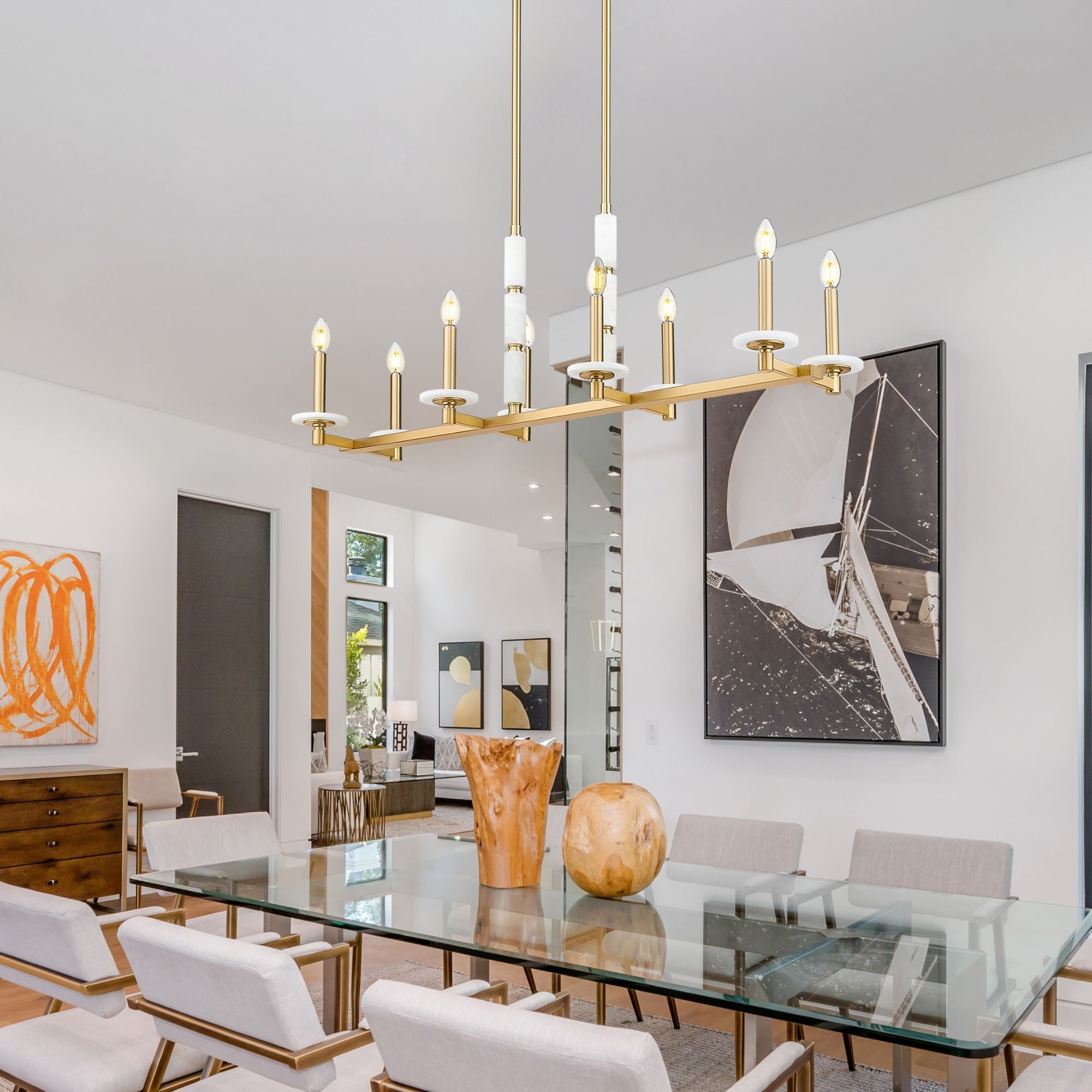 Kaden 8 Light Linear Chandelier Modern Gold