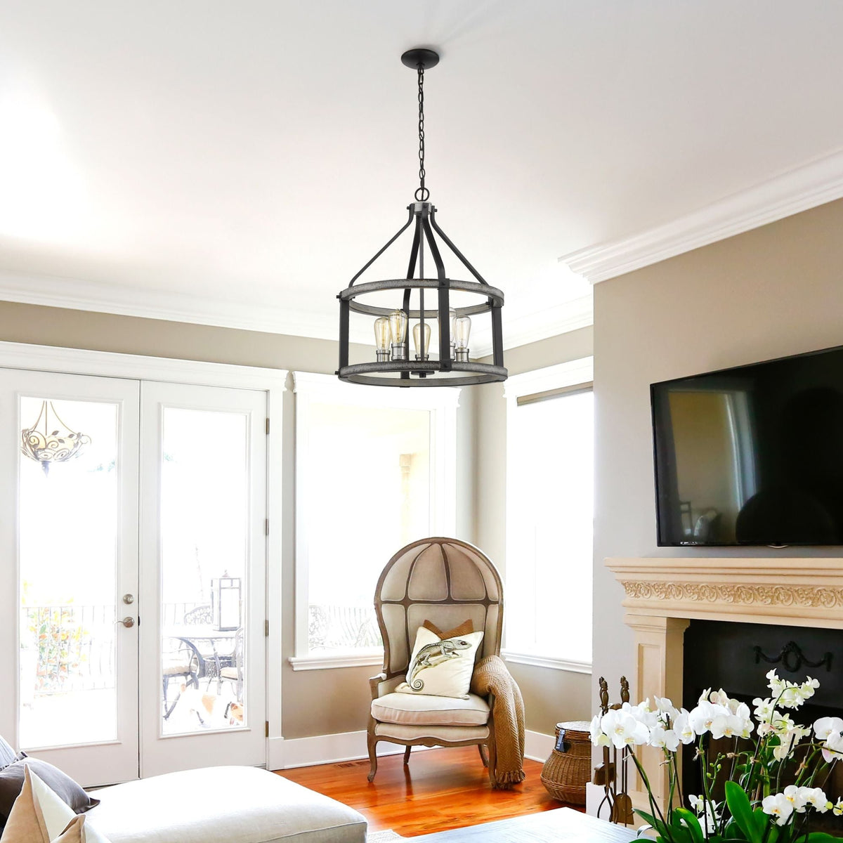 Kirkland 5 Light Chandelier Ashen Barnboard