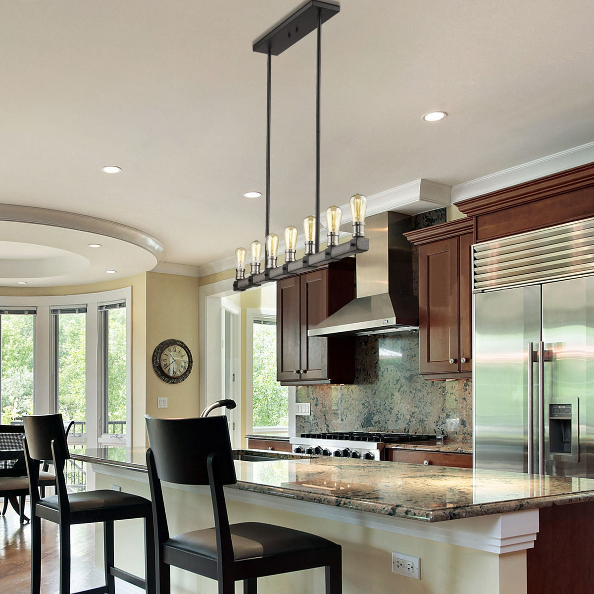 Kirkland 7 Light Linear Chandelier Ashen Barnboard