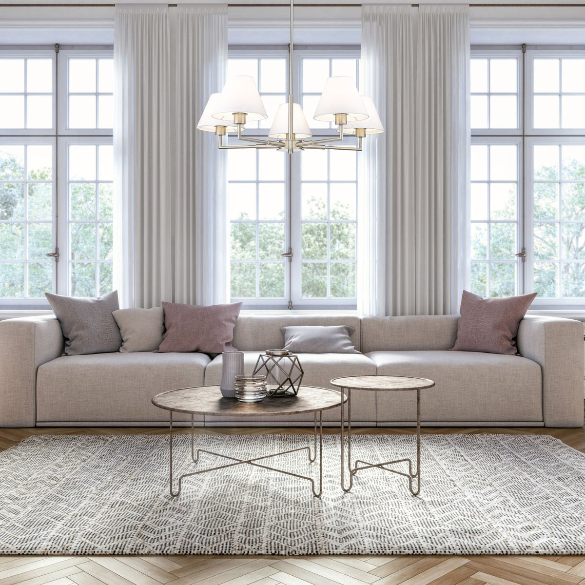 Leila 5 Light Chandelier Brushed Nickel