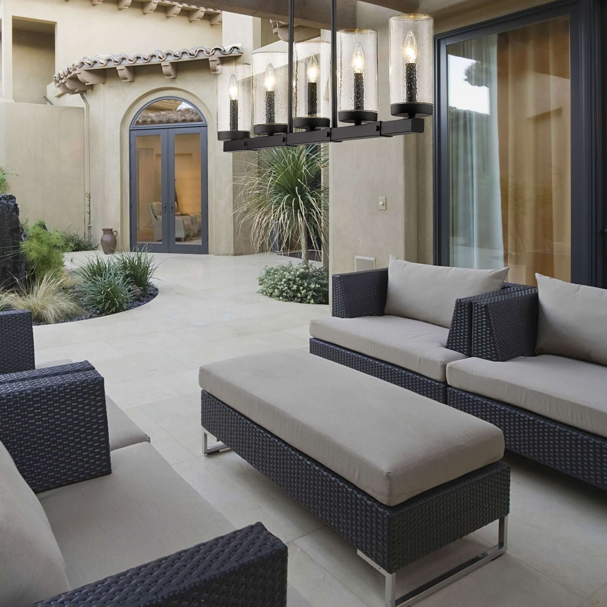 Marlow 5 Light Outdoor Linear Chandelier Matte Black