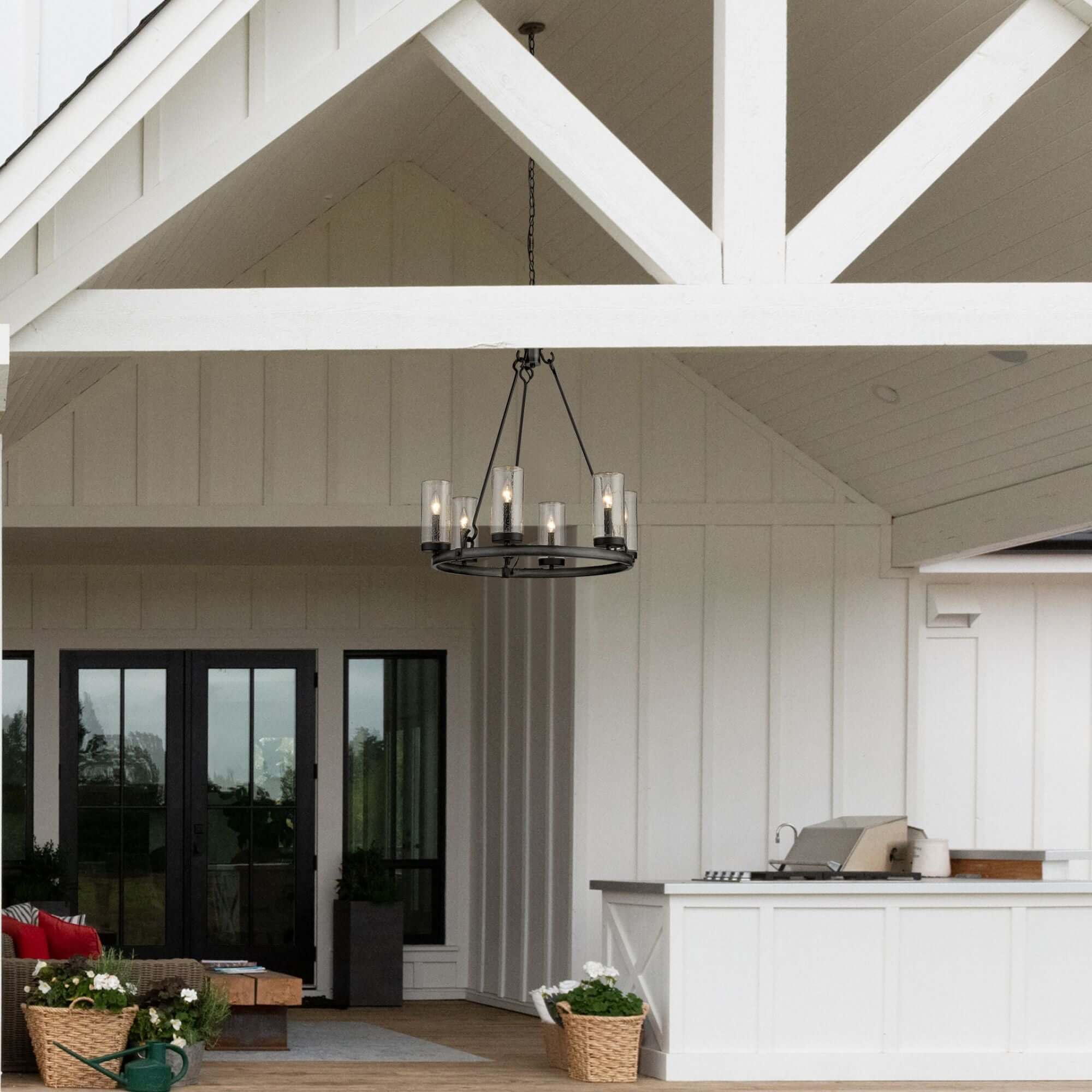 Marlow 6 Light Outdoor Chandelier Ashen Barnboard