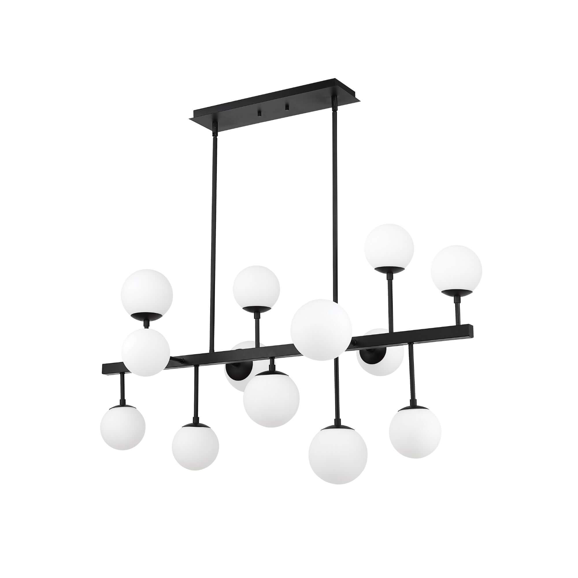 Midnetic 13 Light Linear Chandelier Matte Black