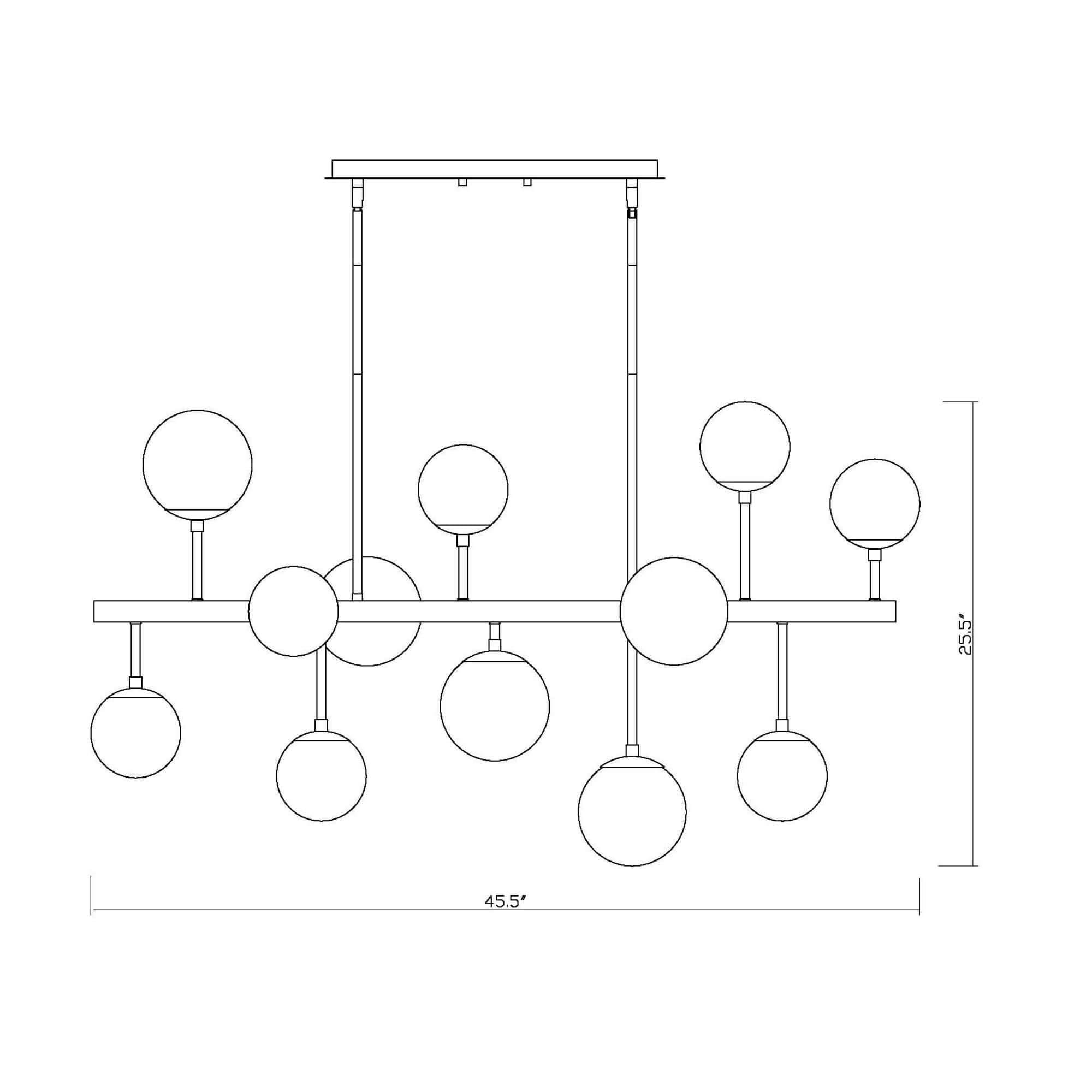 Midnetic 13 Light Linear Chandelier Matte Black