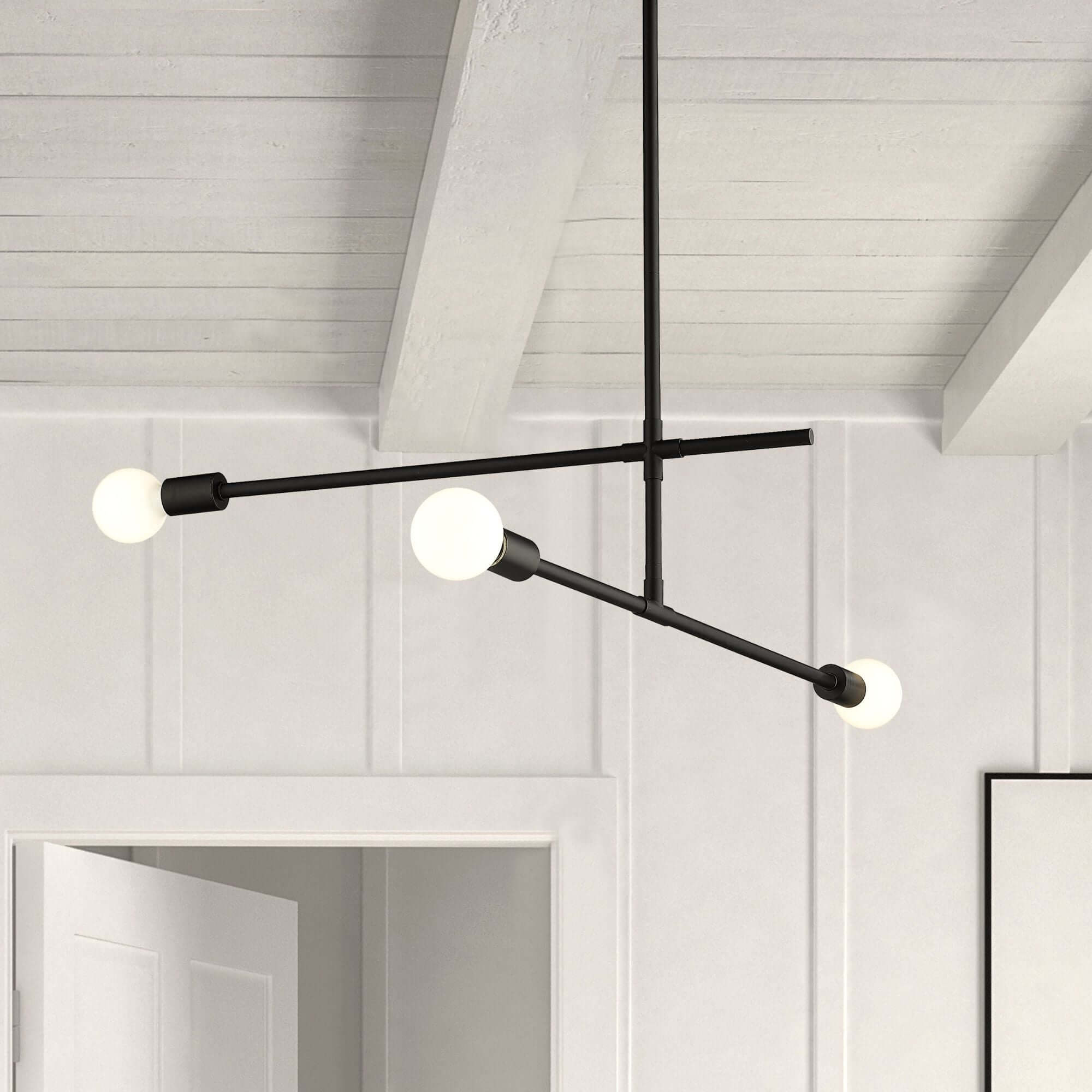 Modernist 3 Light Chandelier Matte Black