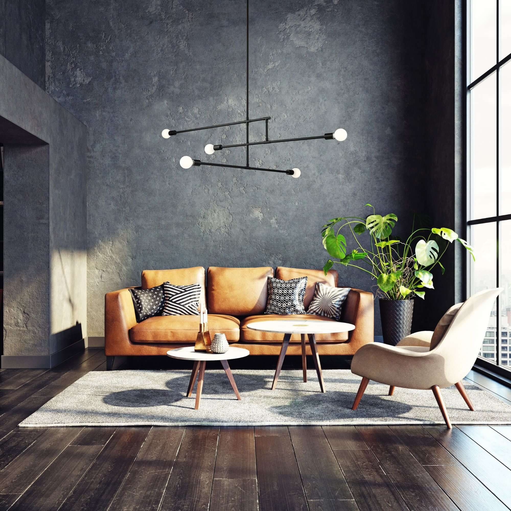 Modernist 5 Light Chandelier Matte Black