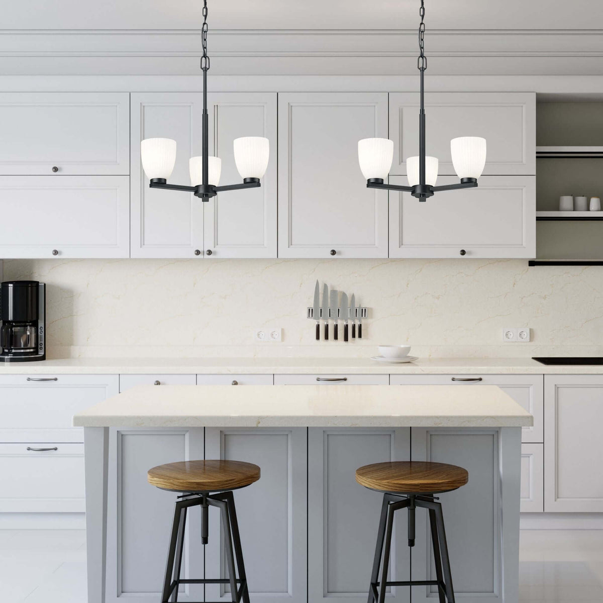 Naya 3 Light Chandelier Matte Black