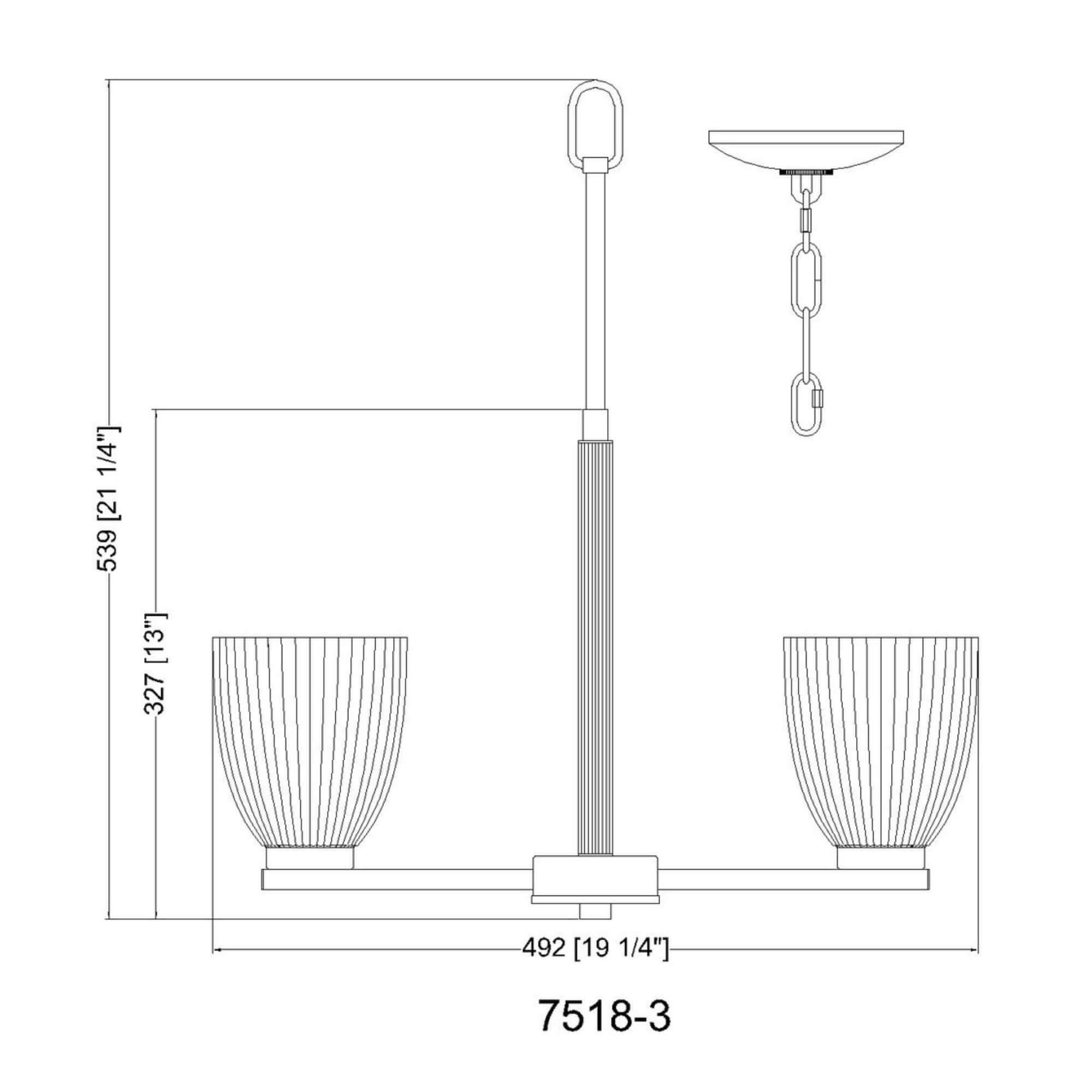 Naya 3 Light Chandelier Matte Black