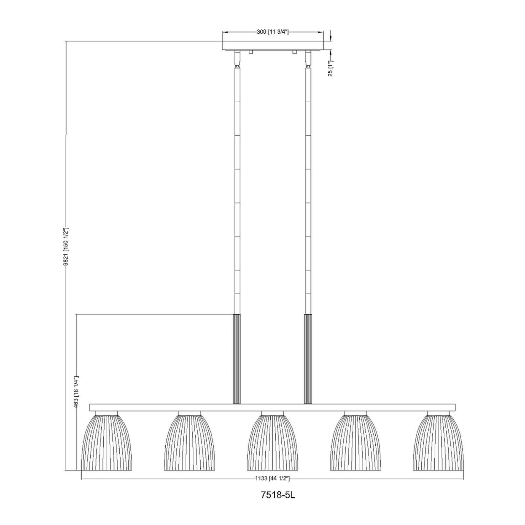 Naya 5 Light Linear Chandelier Matte Black