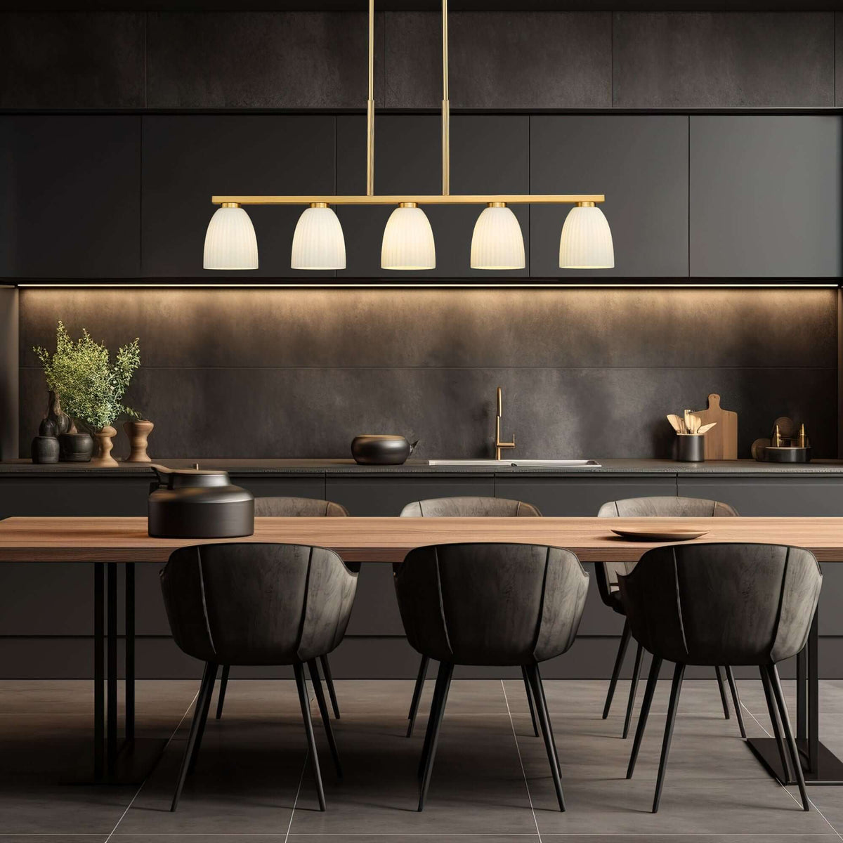 Naya 5 Light Linear Chandelier Modern Gold