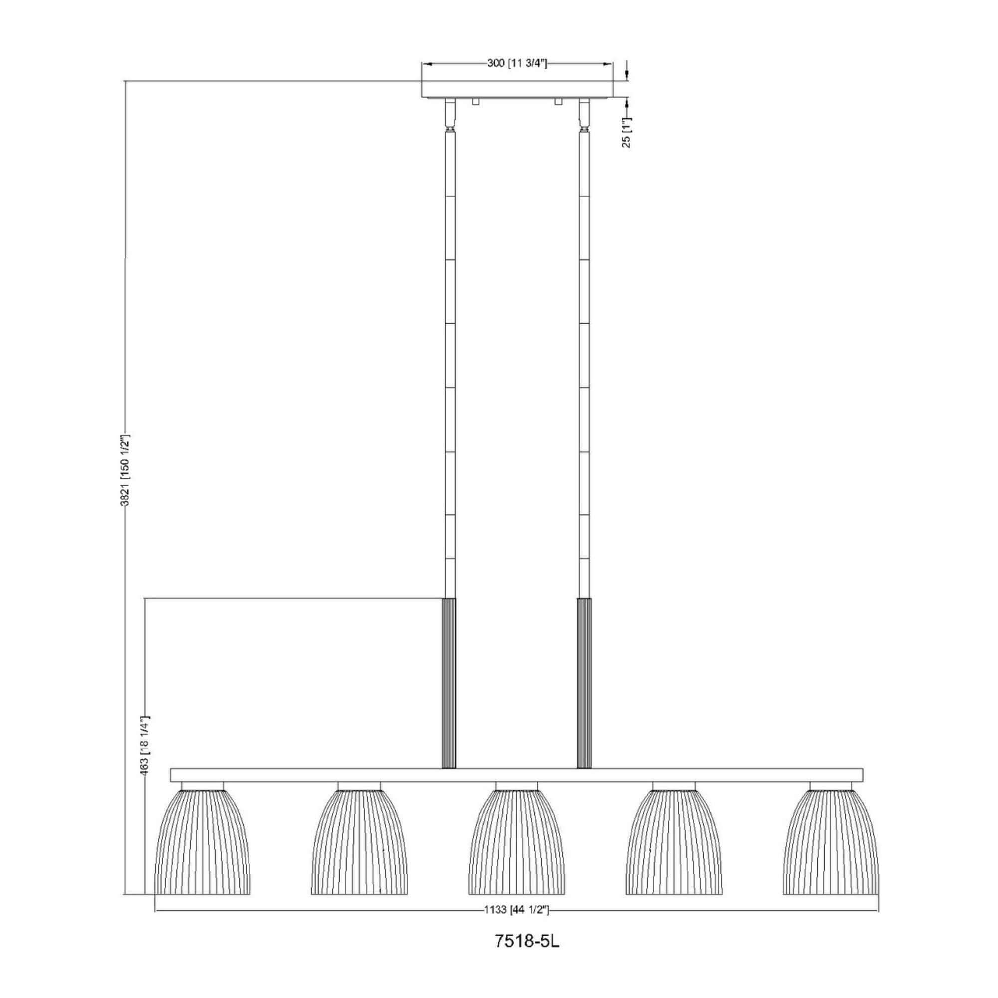 Naya 5 Light Linear Chandelier Modern Gold
