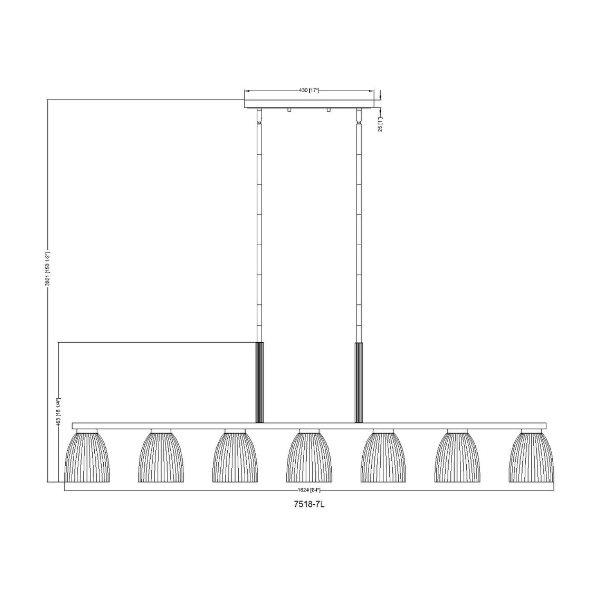 Naya 7 Light Linear Chandelier Matte Black