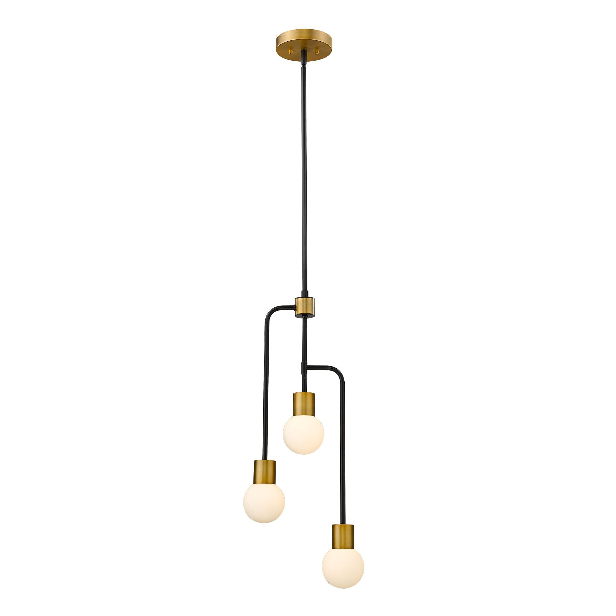 Neutra 3 Light Chandelier Matte Black + Foundry Brass