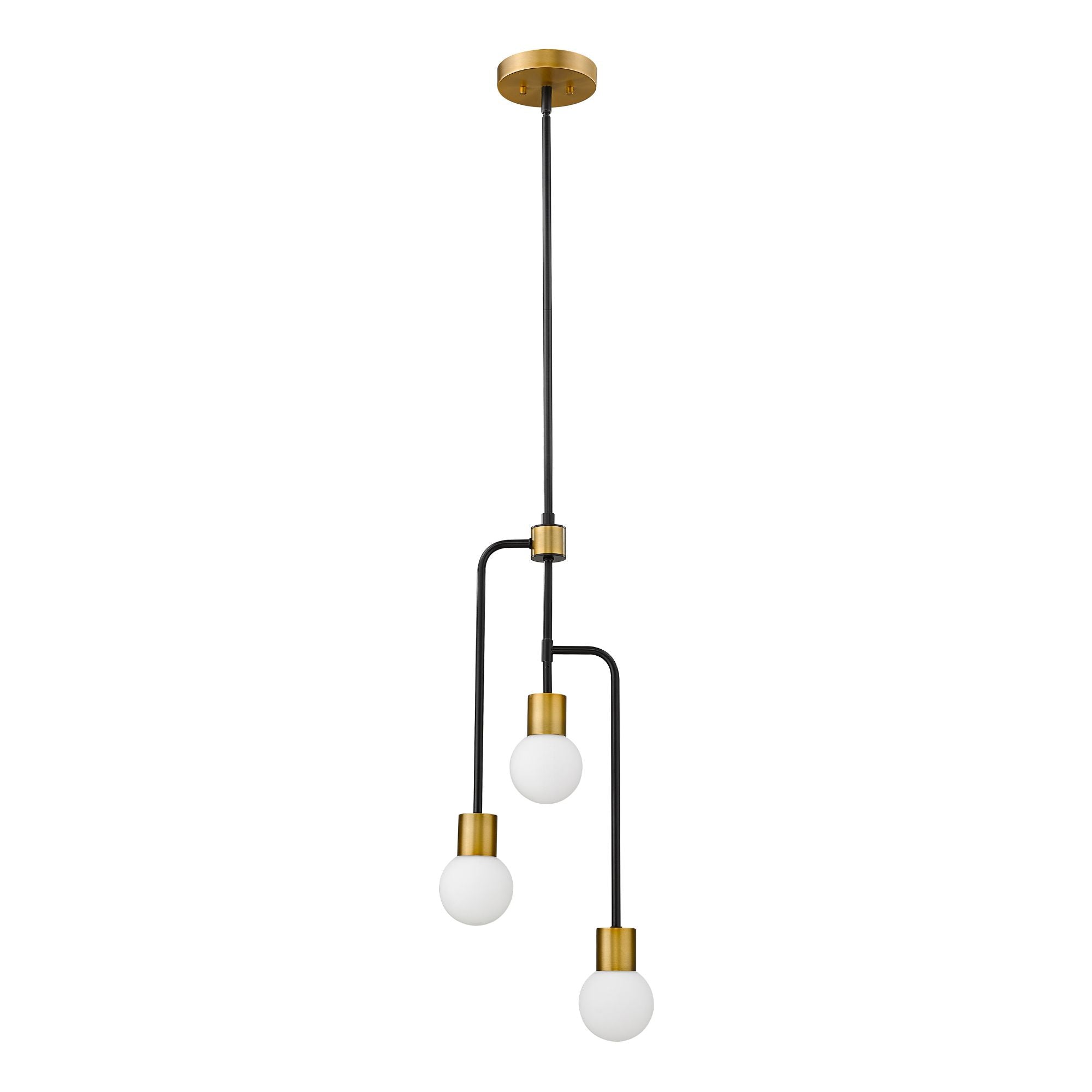 Neutra 3 Light Chandelier Matte Black + Foundry Brass