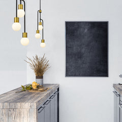 Neutra 3 Light Chandelier Matte Black + Foundry Brass