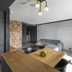 Neutra 3 Light Chandelier Matte Black + Foundry Brass