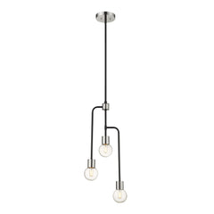 Neutra 3 Light Chandelier Matte Black + Polished Nickel