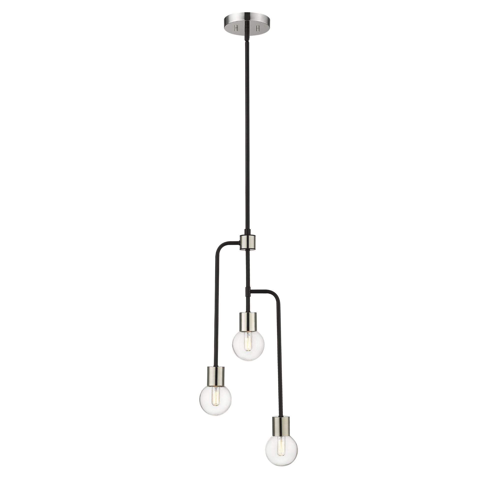 Neutra 3 Light Chandelier Matte Black + Polished Nickel