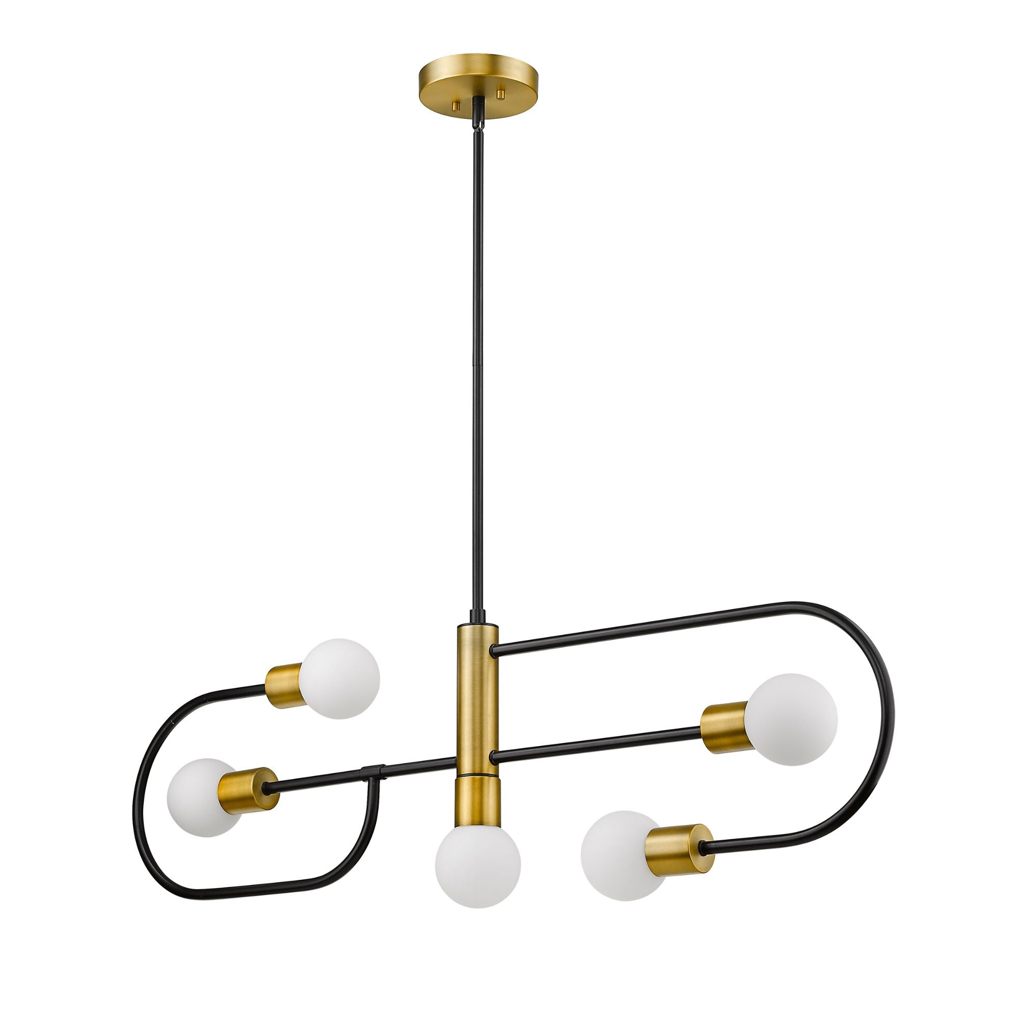 Neutra 5 Light Linear Chandelier Matte Black + Foundry Brass