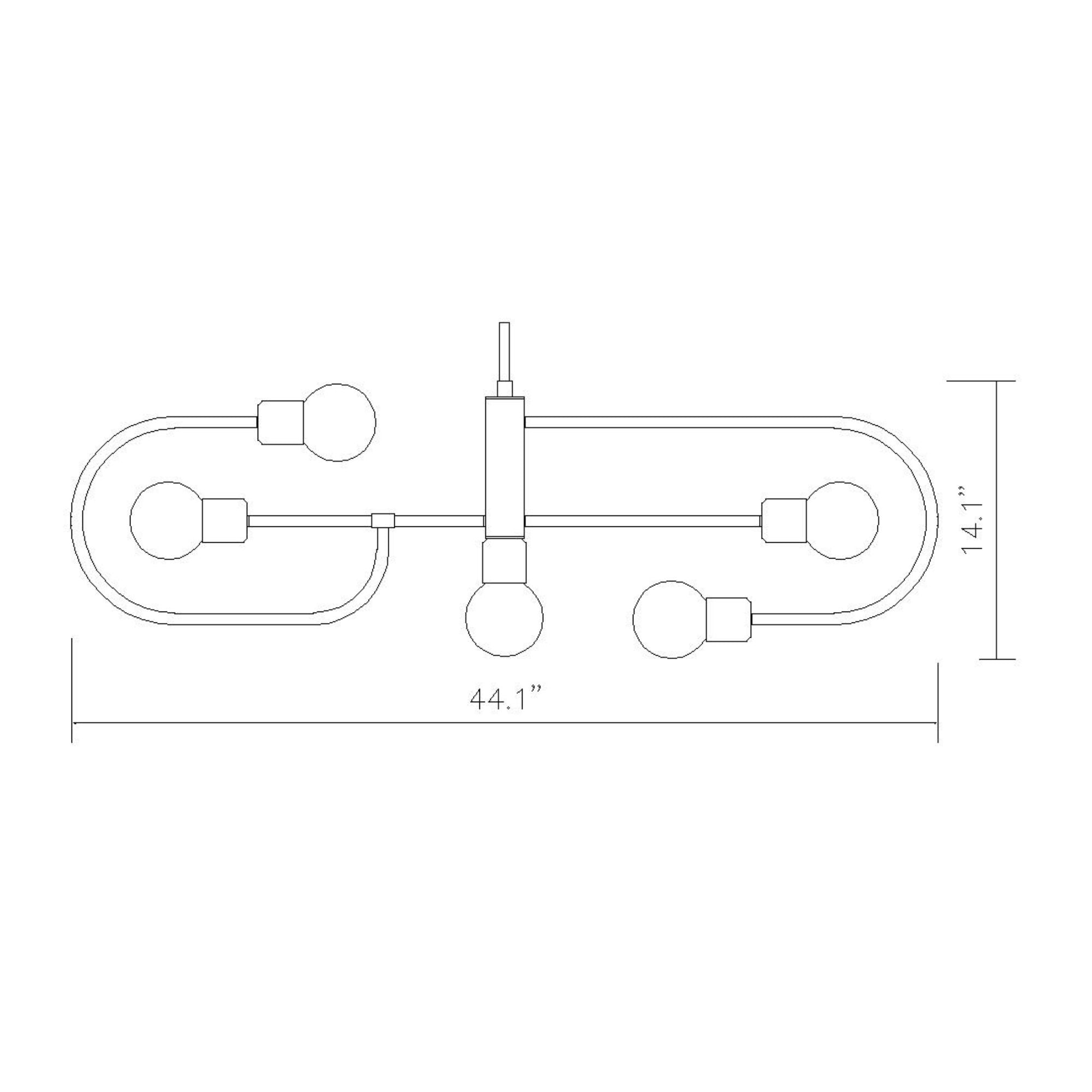 Neutra 5 Light Linear Chandelier Matte Black + Polished Nickel