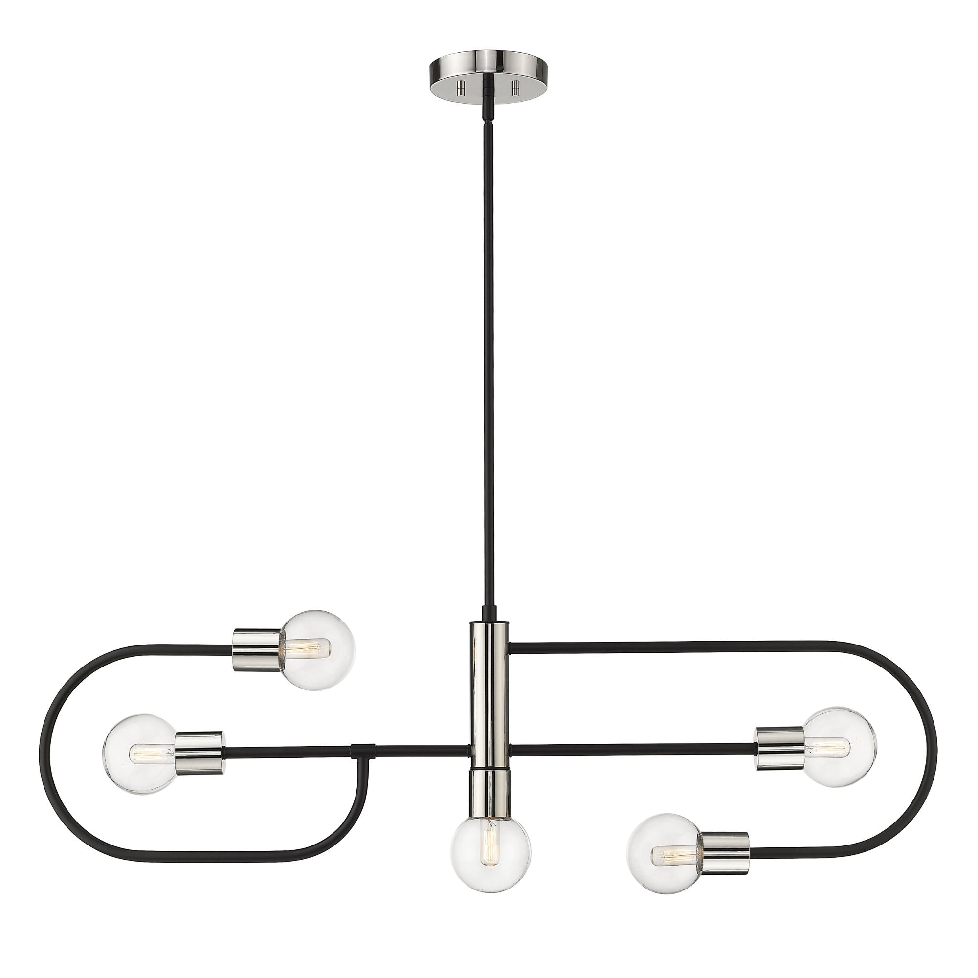 Neutra 5 Light Linear Chandelier Matte Black + Polished Nickel