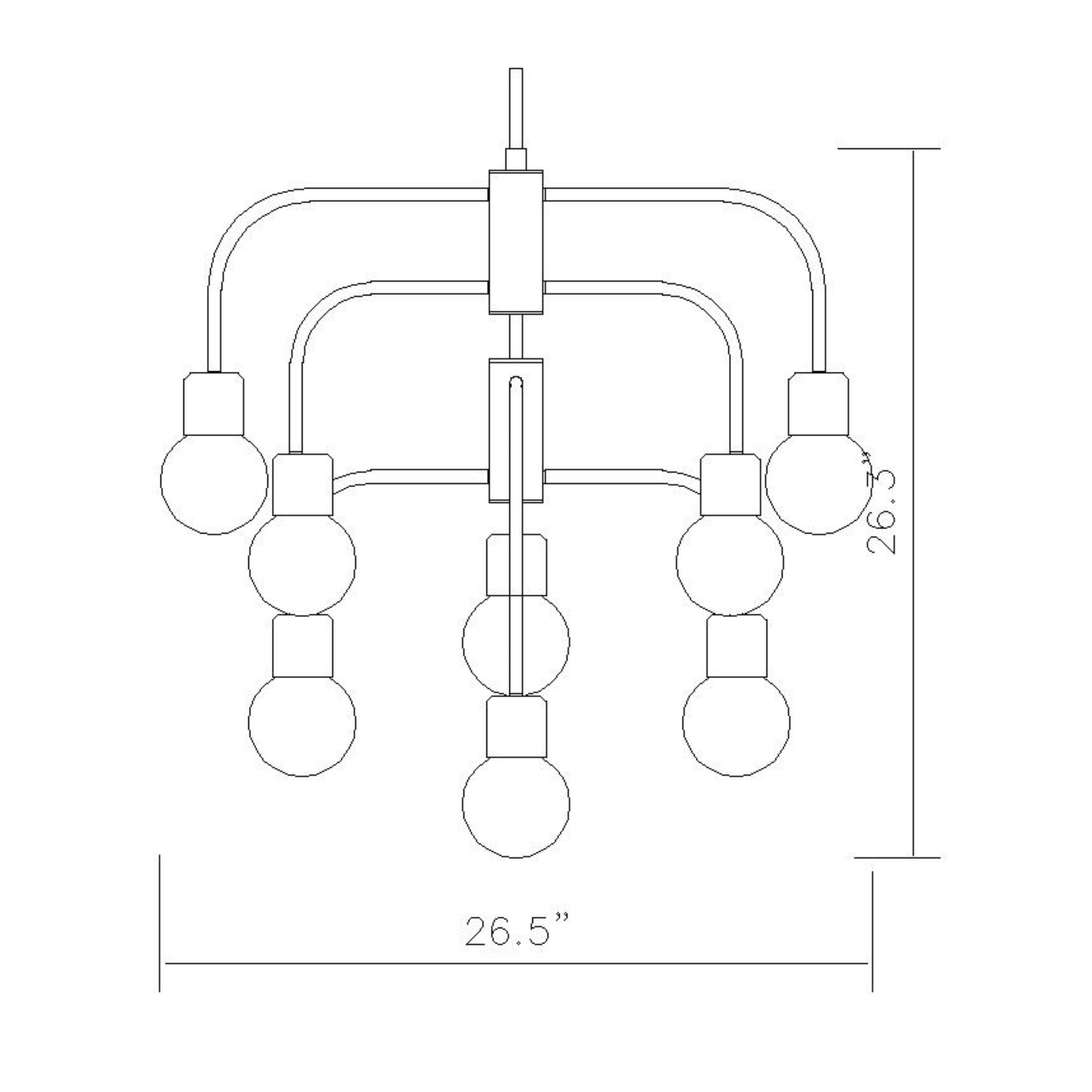 Neutra 9 Light Chandelier Matte Black + Polished Nickel