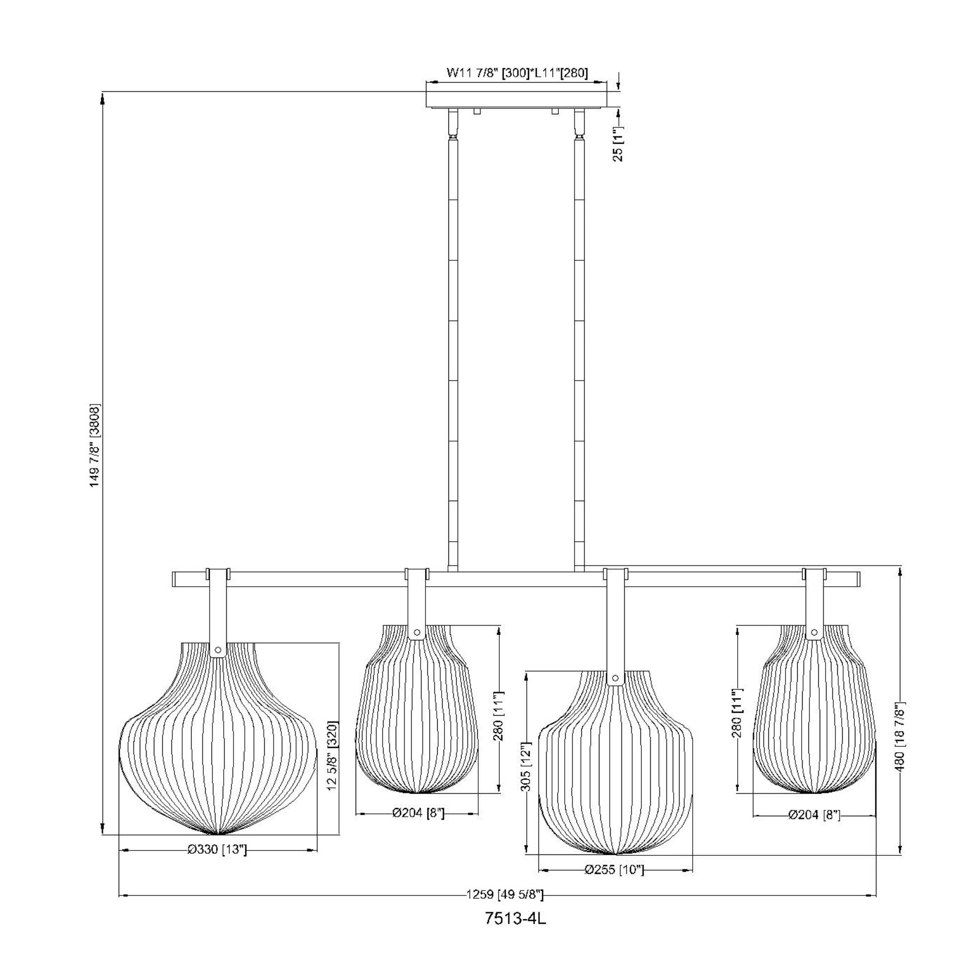 Newbury 4 Light Pendant Matte Black