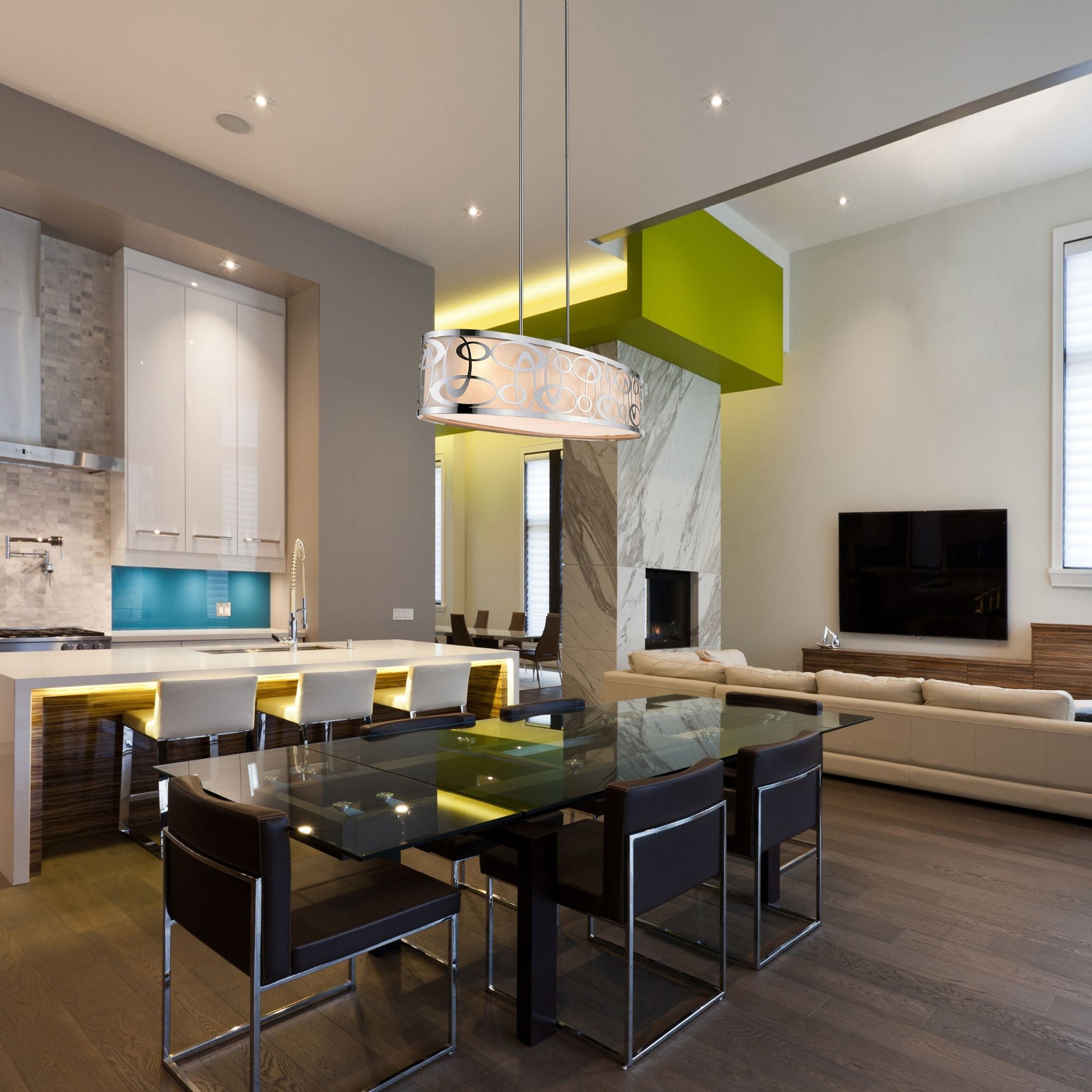 Opal 8 Light Linear Chandelier Chrome