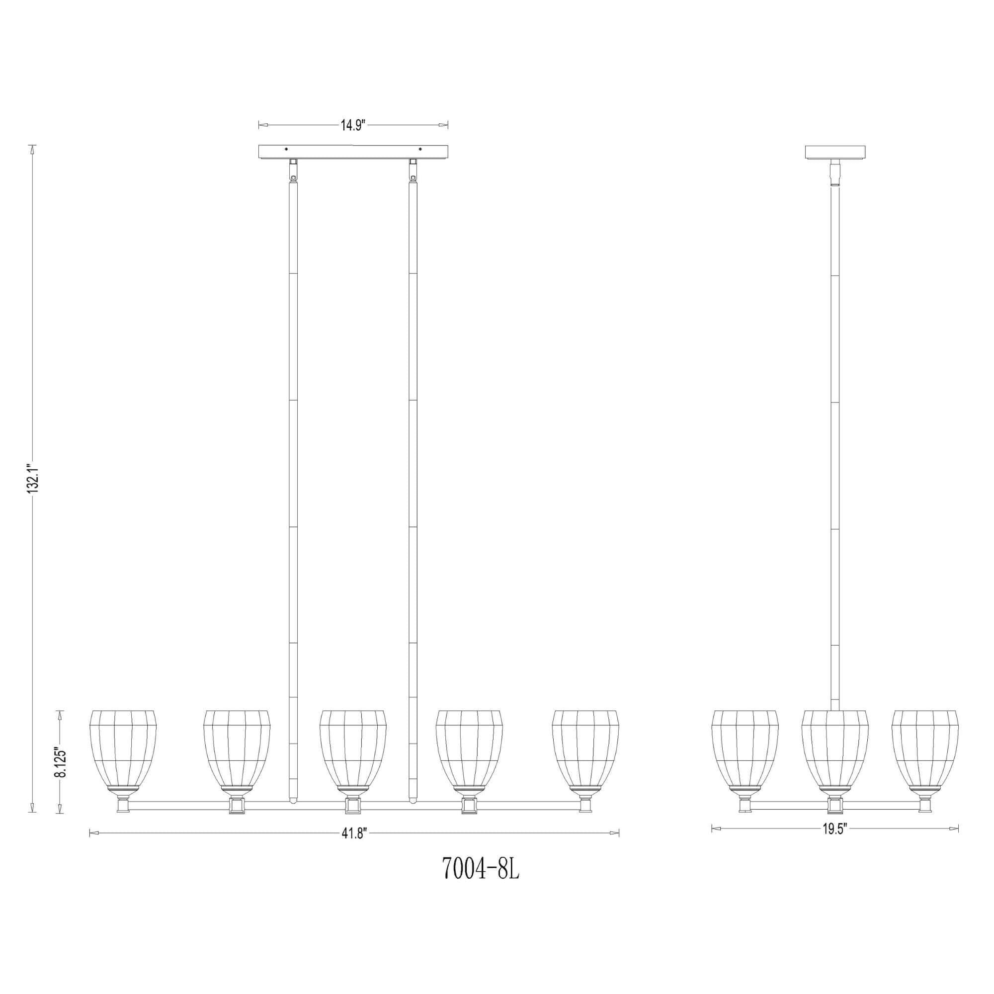 Oren 8 Light Linear Chandelier Matte Black