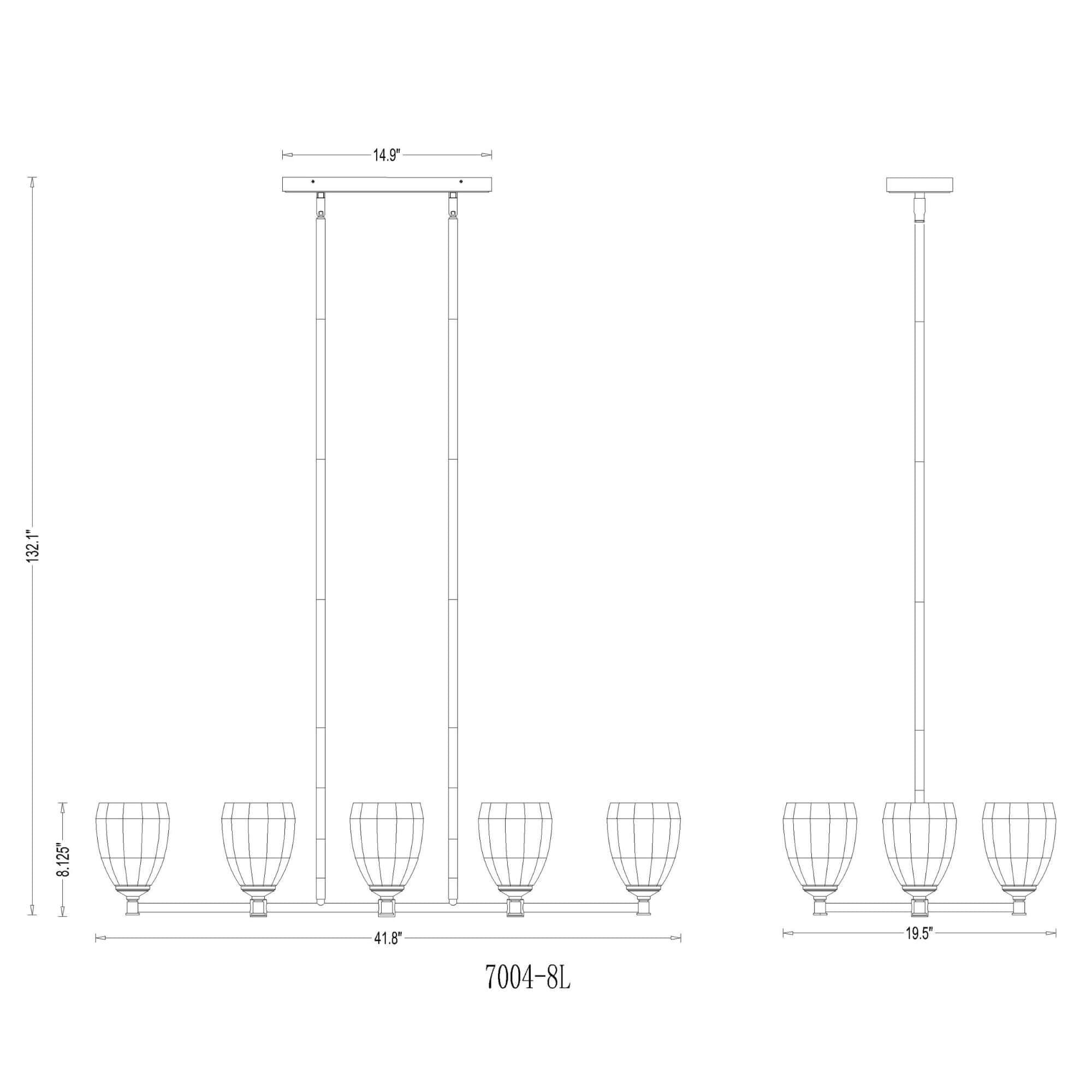 Oren 8 Light Linear Chandelier Modern Gold