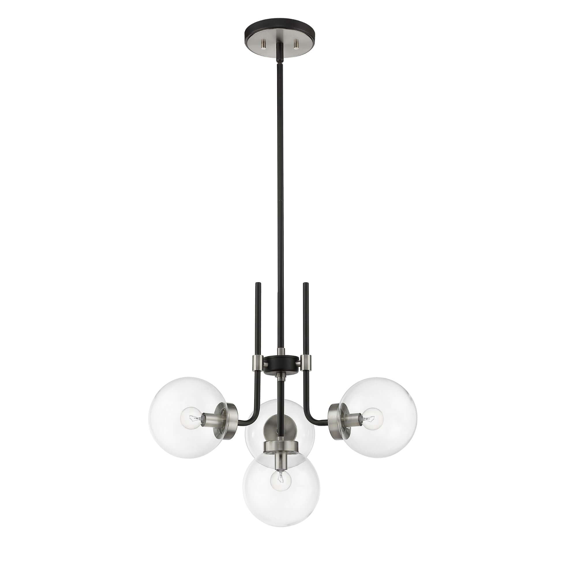 Parsons 4 Light Chandelier Matte Black + Brushed Nickel