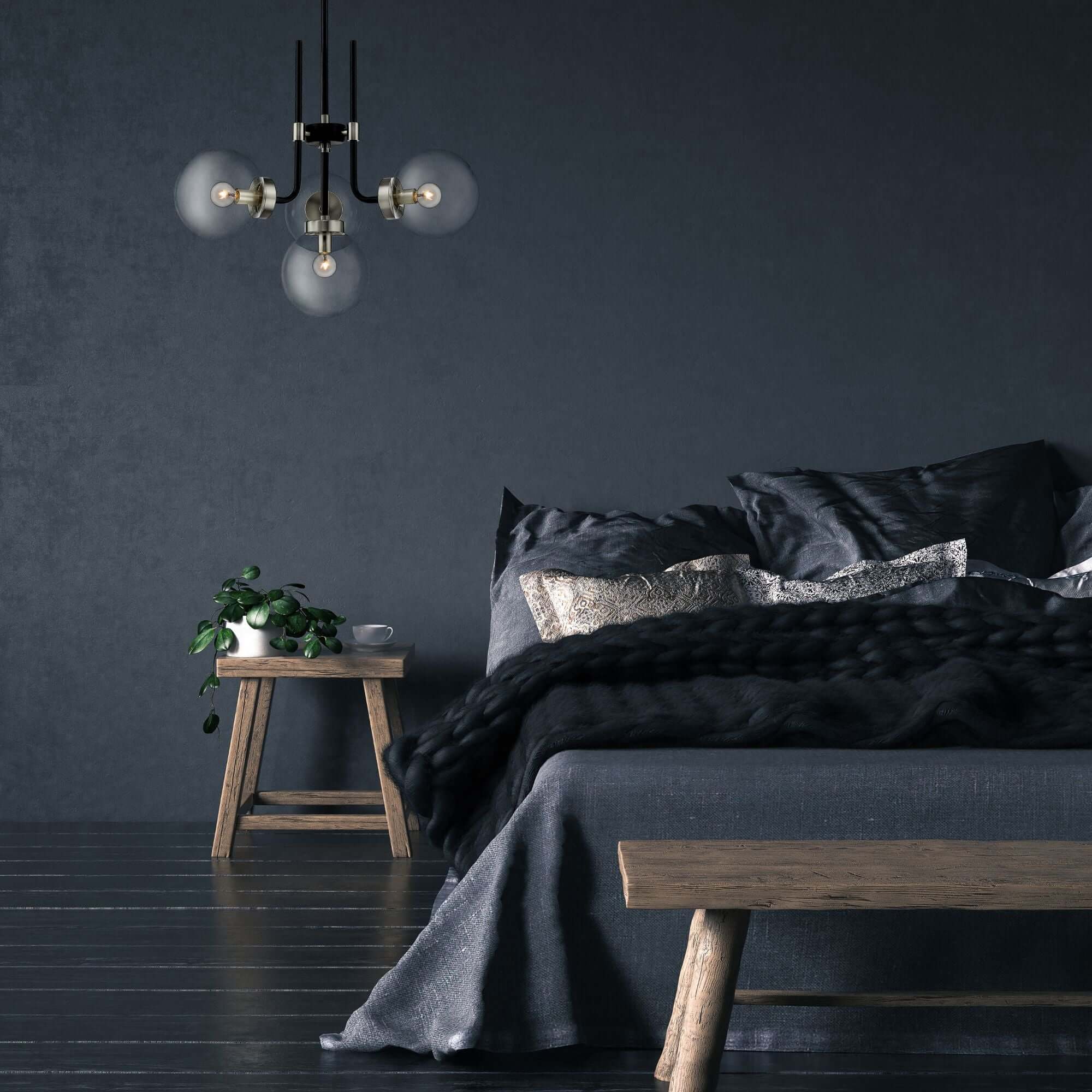 Parsons 4 Light Chandelier Matte Black + Brushed Nickel