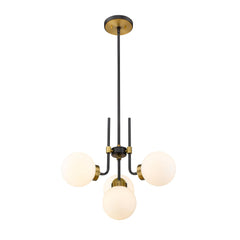 Parsons 4 Light Chandelier Matte Black + Olde Brass