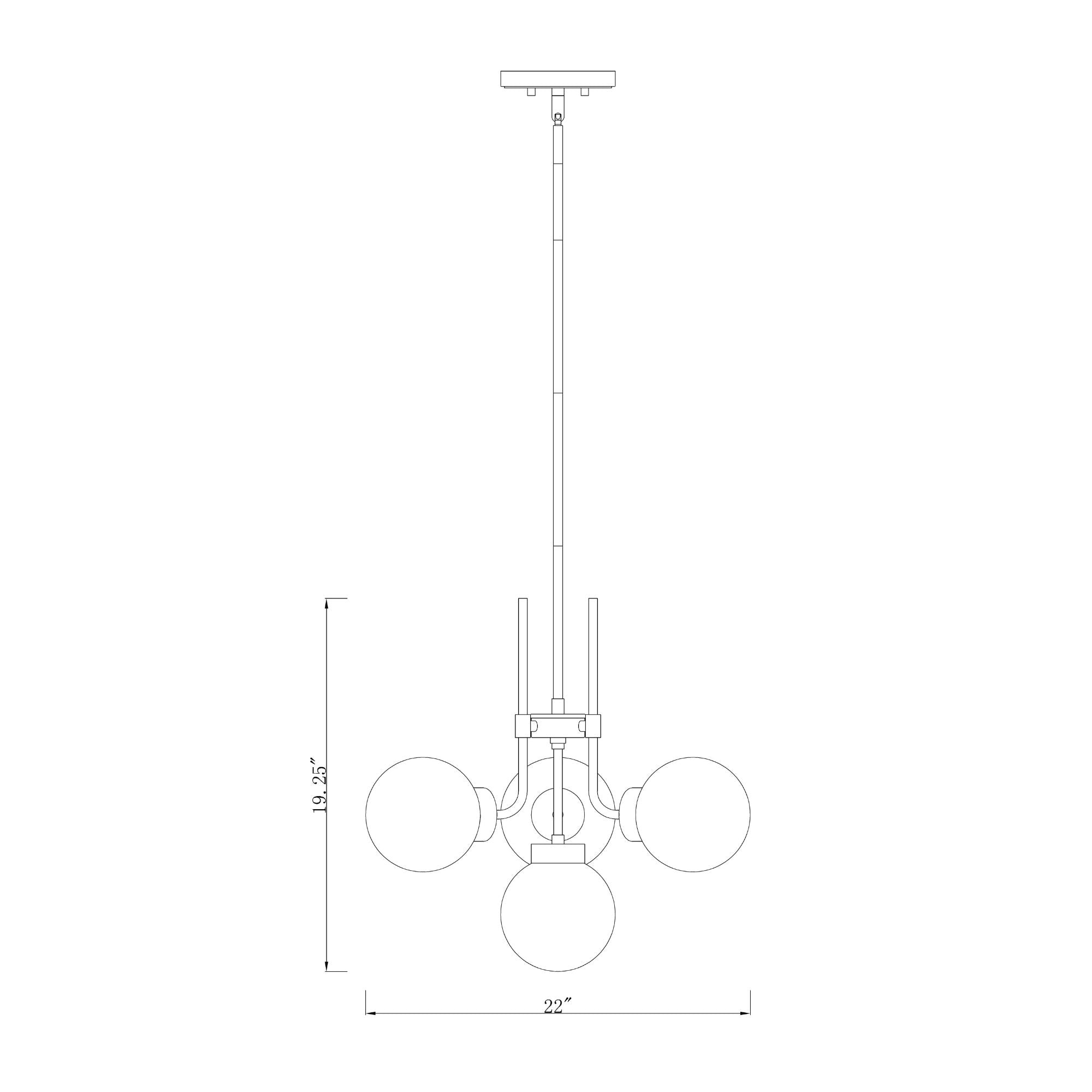 Parsons 4 Light Chandelier Matte Black + Olde Brass