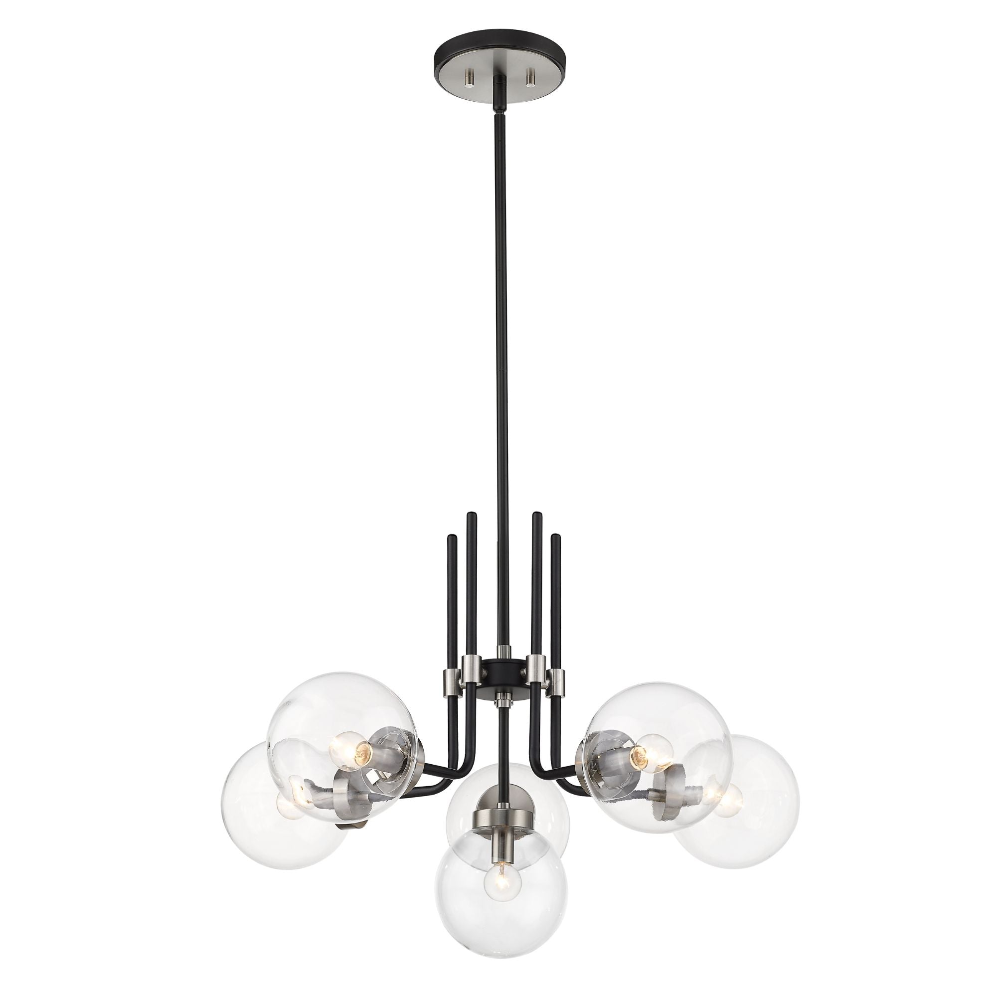 Parsons 6 Light Chandelier Matte Black + Brushed Nickel