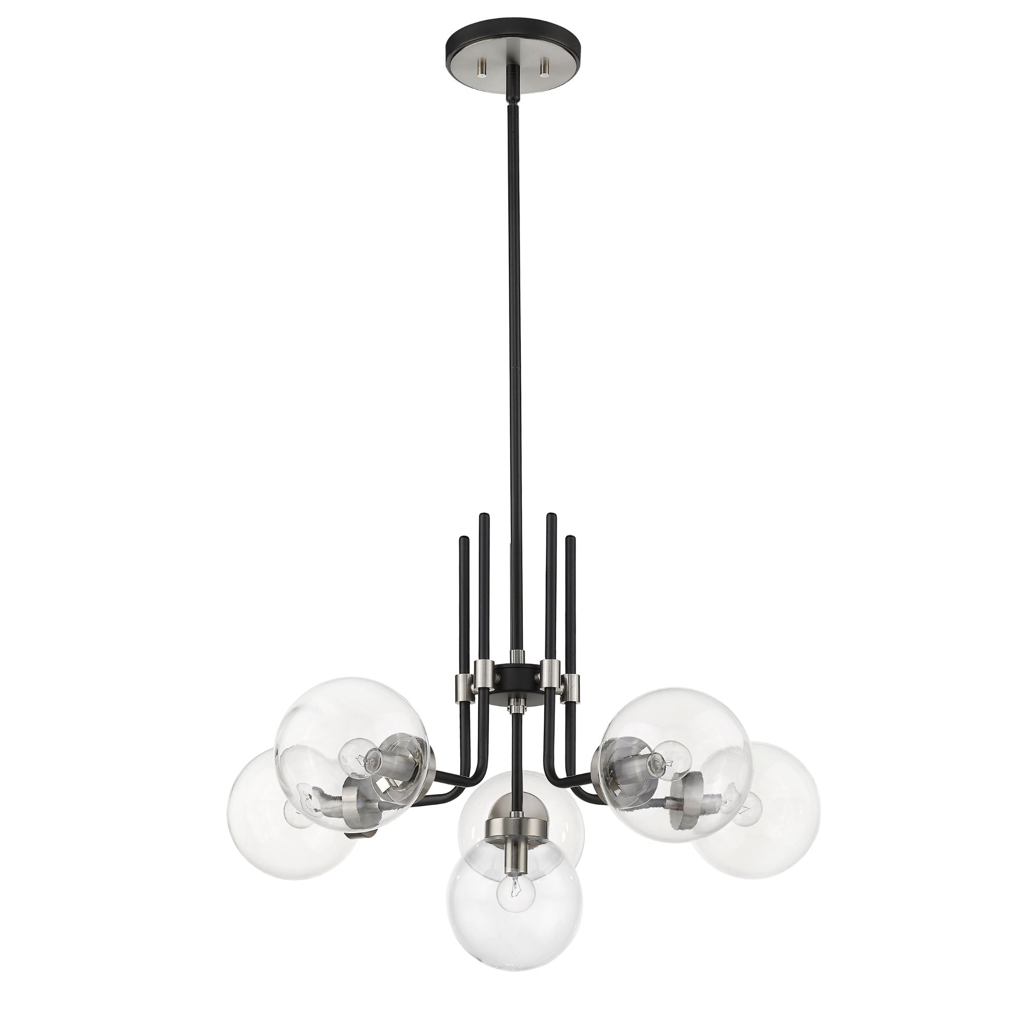 Parsons 6 Light Chandelier Matte Black + Brushed Nickel