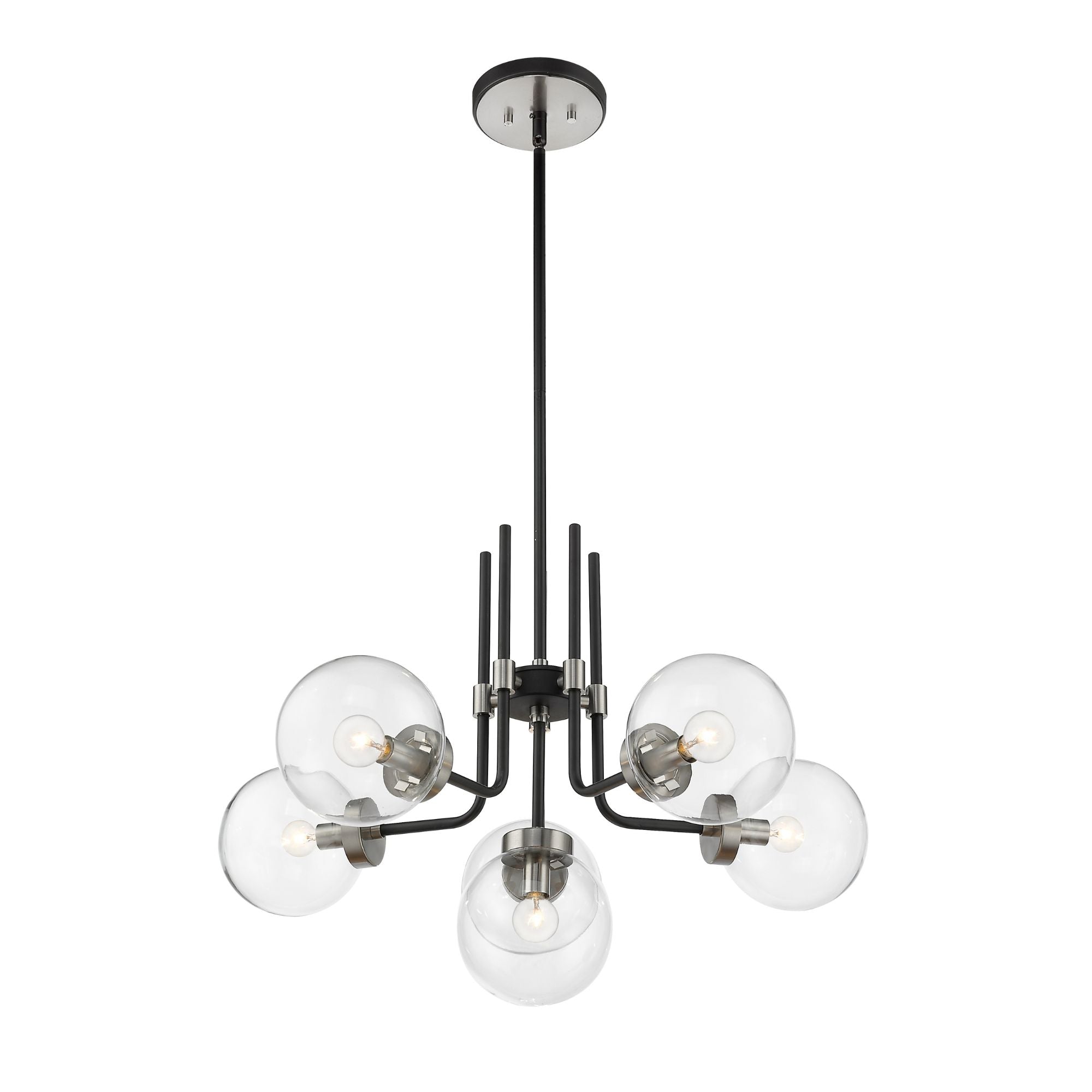 Parsons 6 Light Chandelier Matte Black + Brushed Nickel