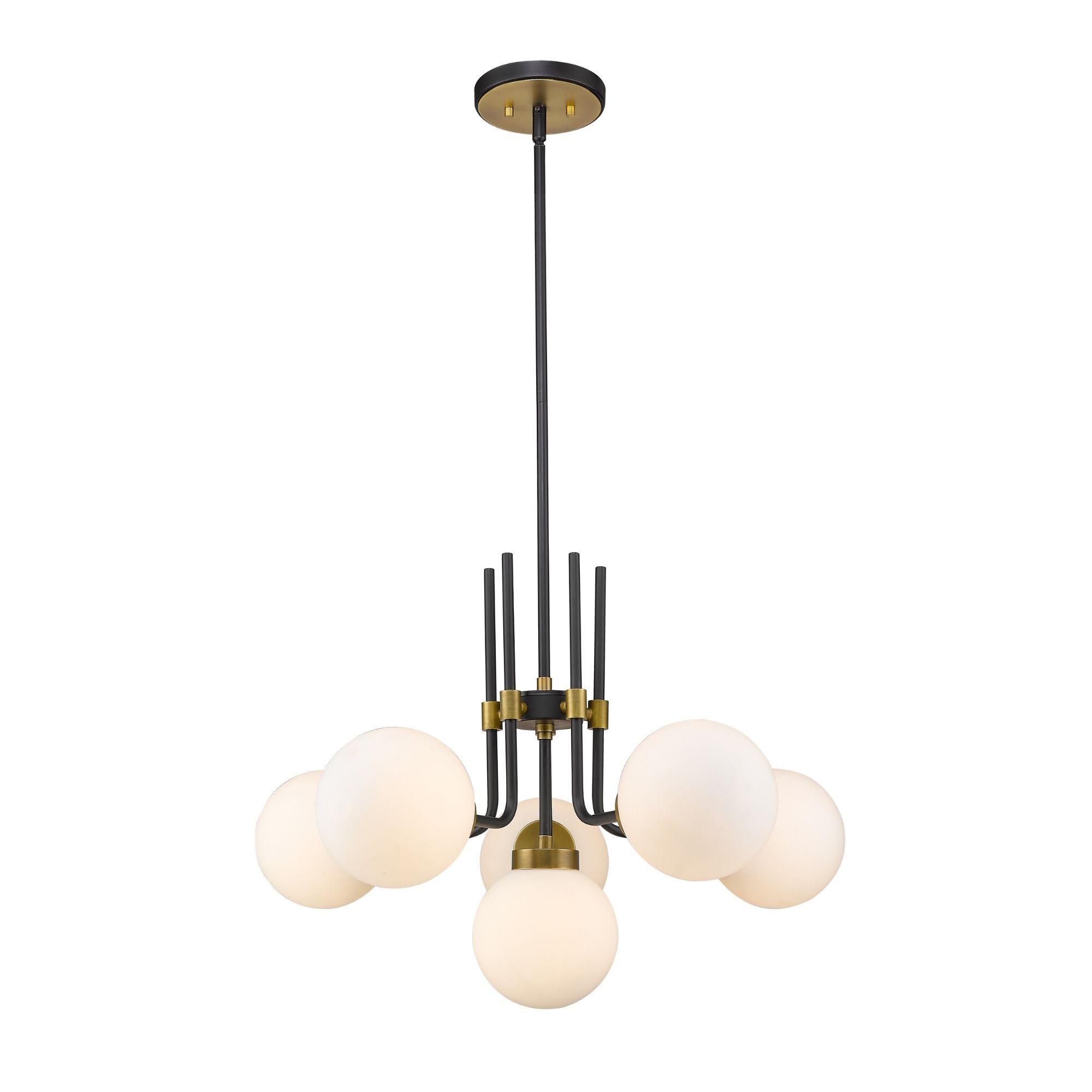 Parsons 6 Light Chandelier Matte Black + Olde Brass