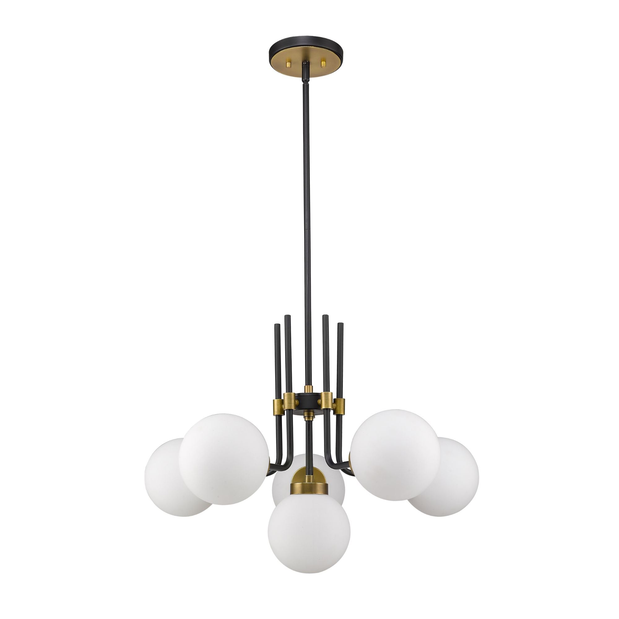 Parsons 6 Light Chandelier Matte Black + Olde Brass