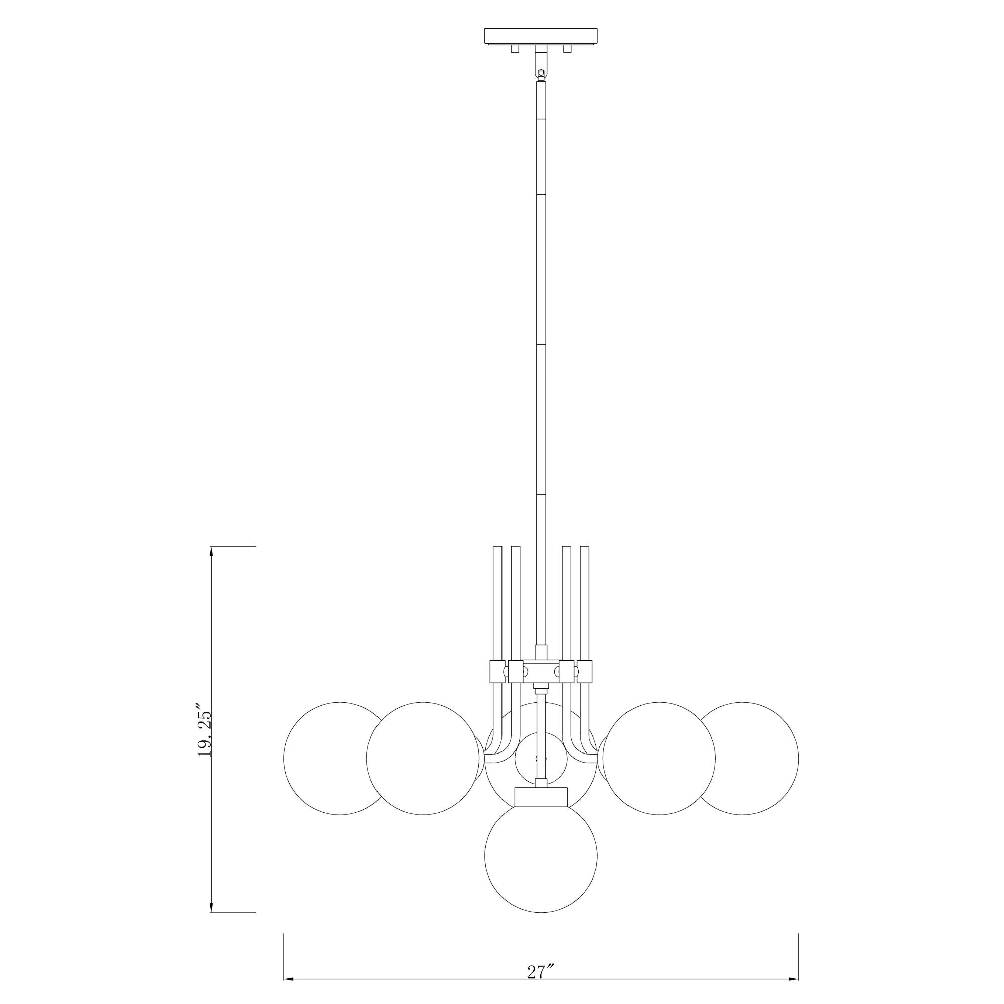Parsons 6 Light Chandelier Matte Black + Olde Brass