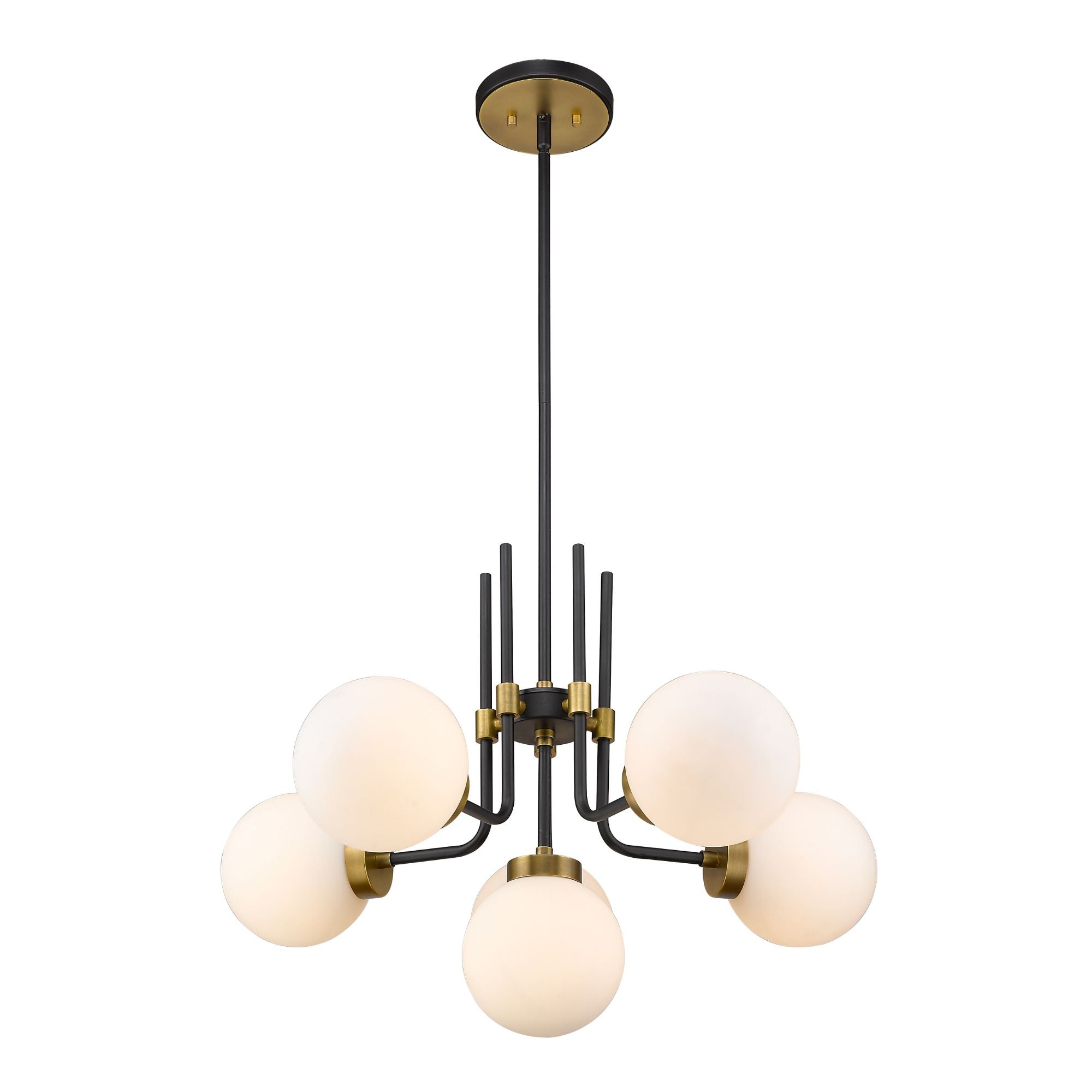 Parsons 6 Light Chandelier Matte Black + Olde Brass