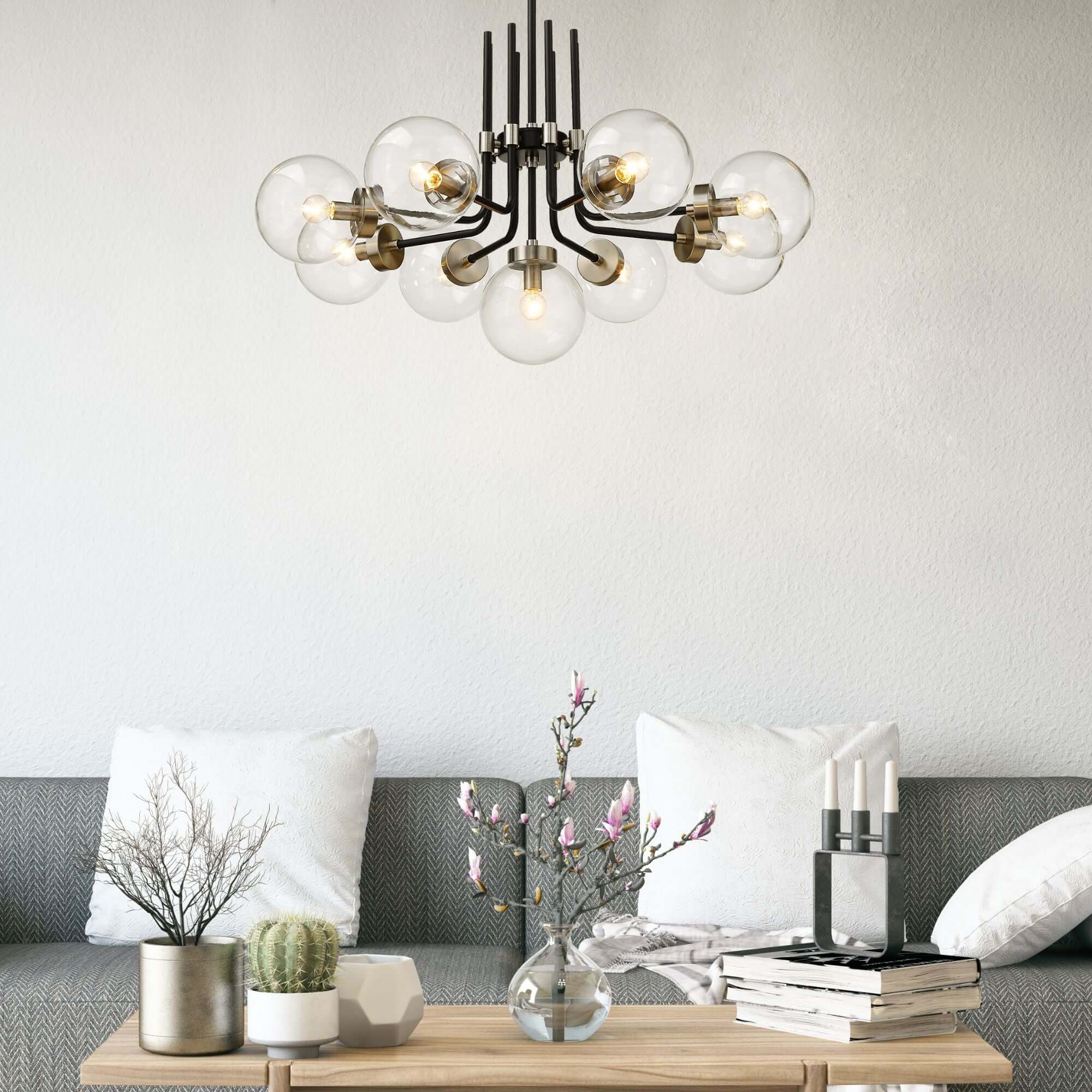 Parsons 9 Light Chandelier Matte Black + Brushed Nickel