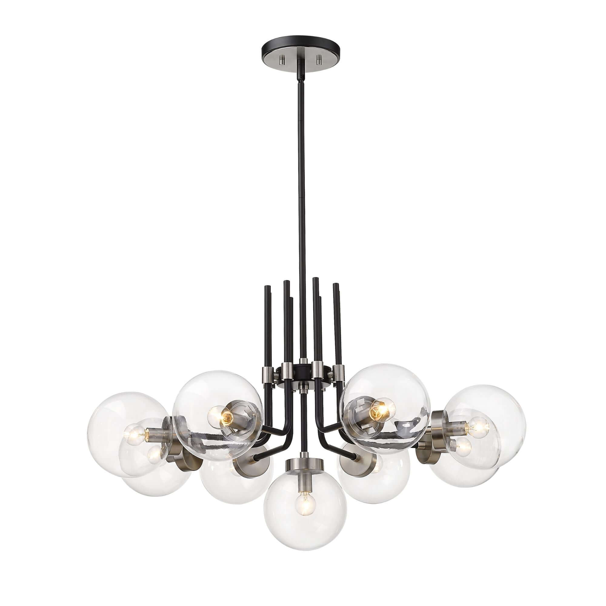 Parsons 9 Light Chandelier Matte Black + Brushed Nickel