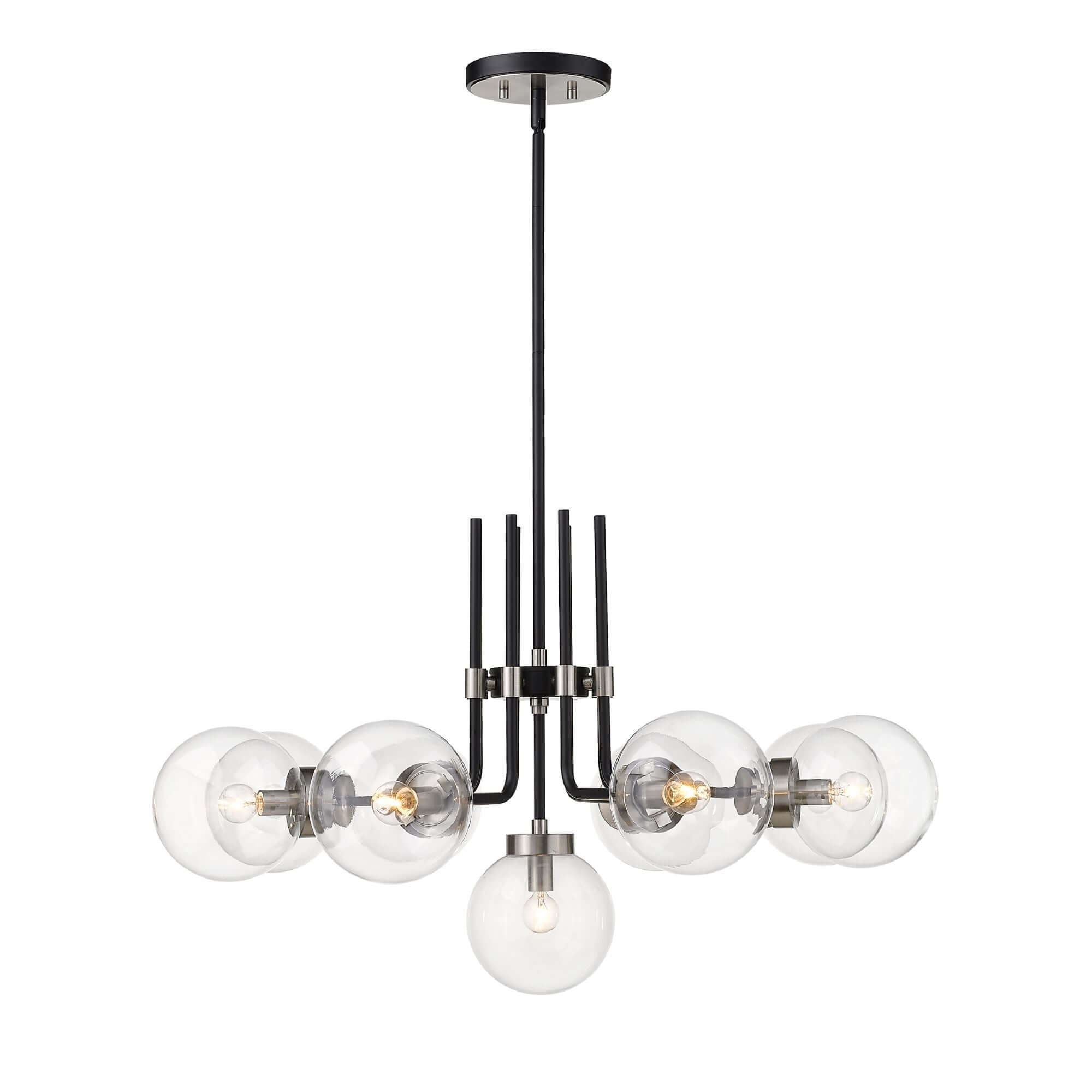 Parsons 9 Light Chandelier Matte Black + Brushed Nickel