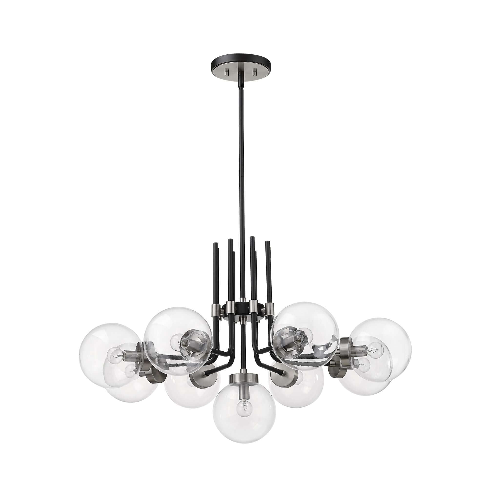 Parsons 9 Light Chandelier Matte Black + Brushed Nickel