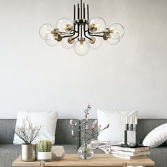 Parsons 9 Light Chandelier Matte Black + Brushed Nickel