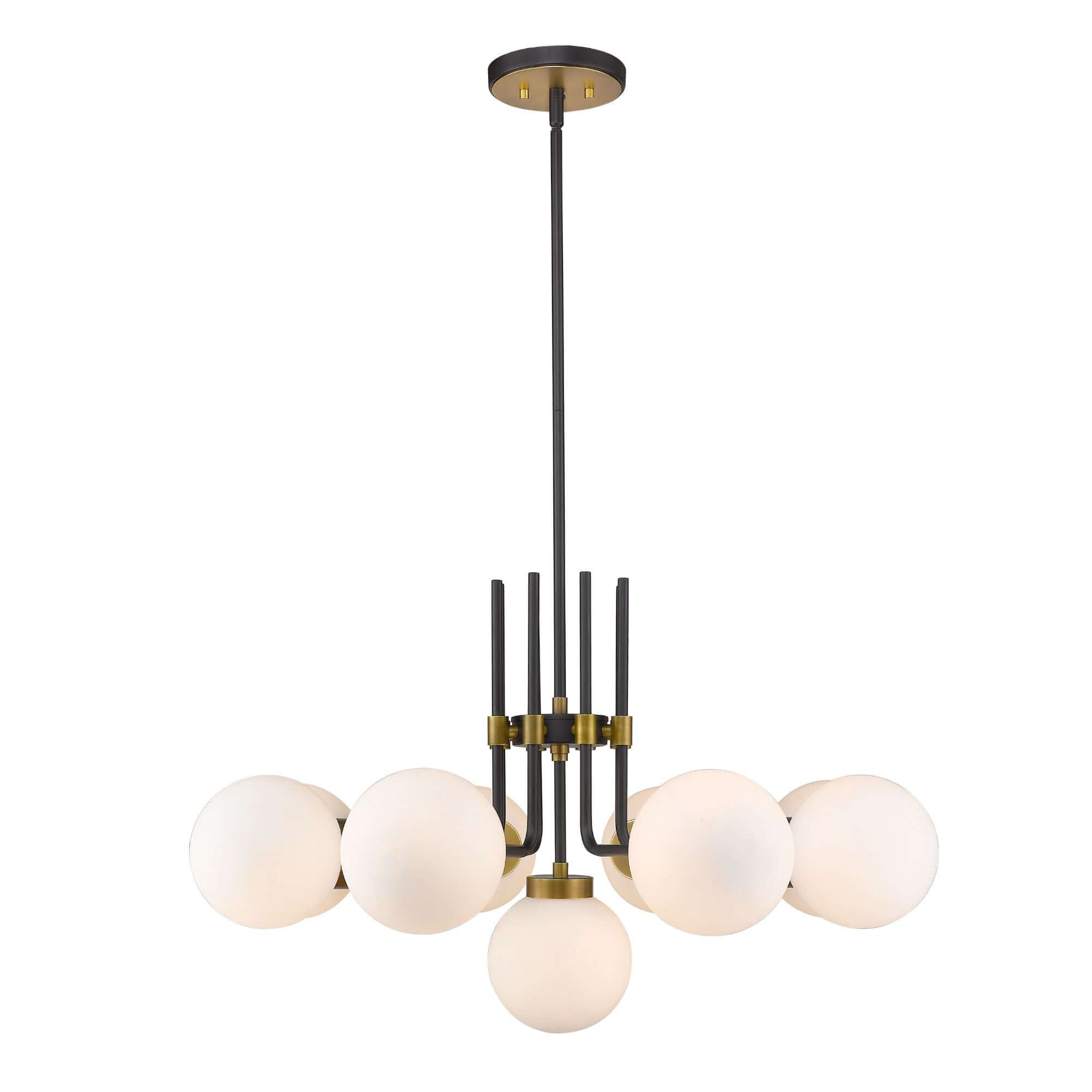 Parsons 9 Light Chandelier Matte Black + Olde Brass