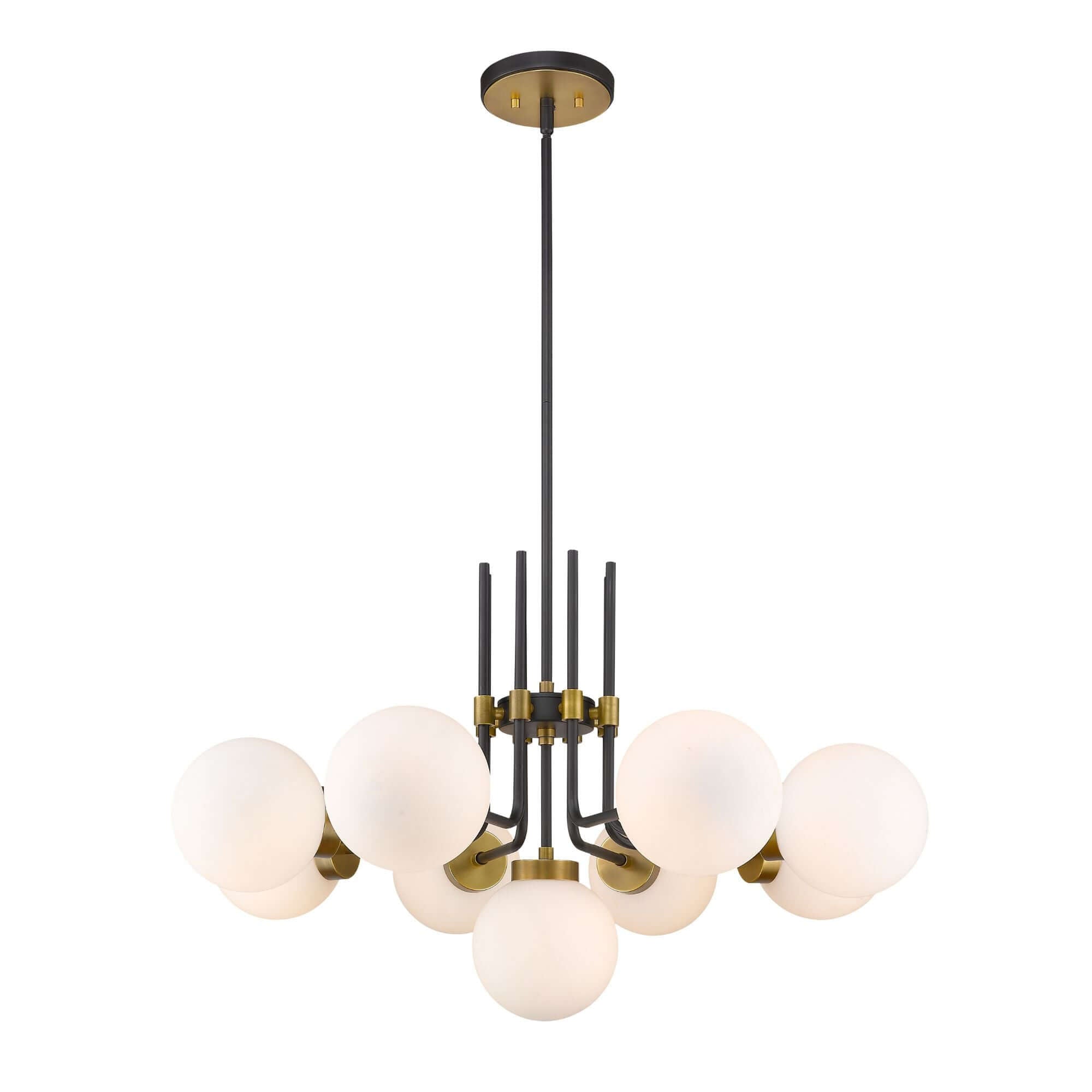 Parsons 9 Light Chandelier Matte Black + Olde Brass