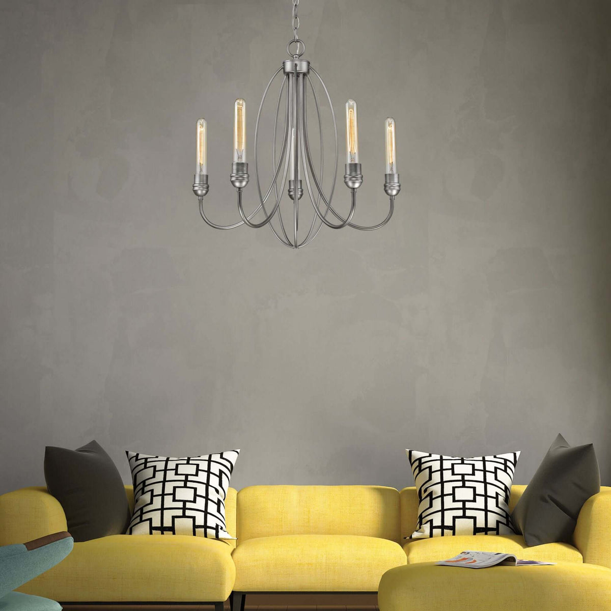 Persis 5 Light Chandelier Old Silver